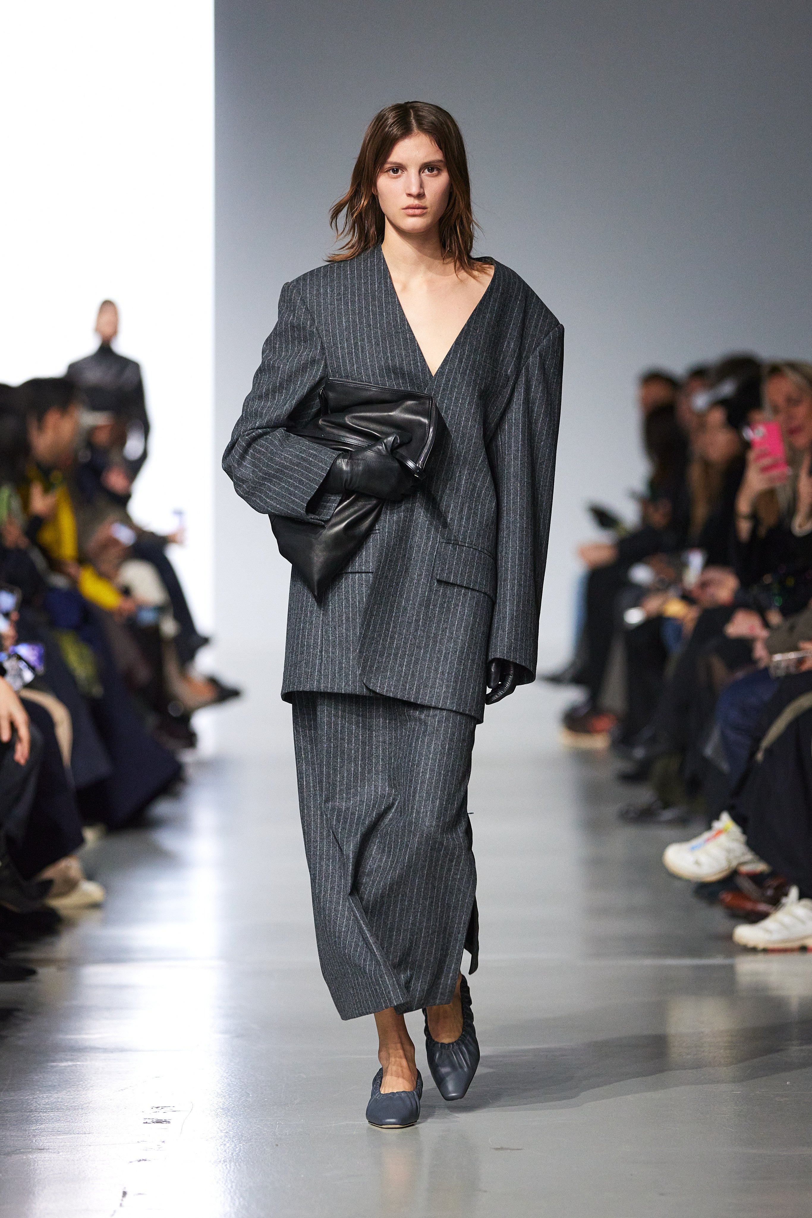 GAUCHERE - Midi Skirt in Pinstripe Wool