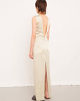 Satin Crepe Open Back Dress - GAUCHERE PARIS