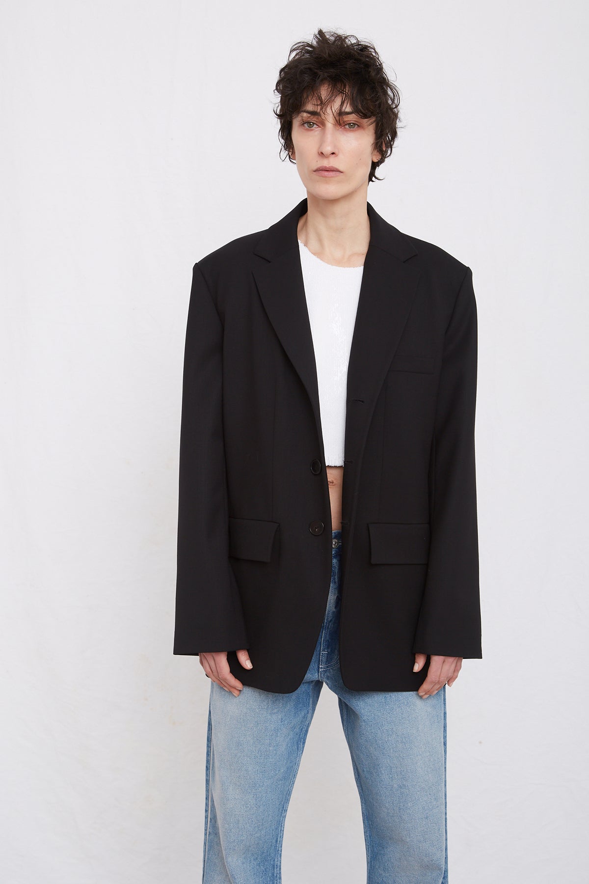 Black wooly jacket best sale