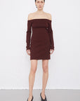 Gauchere - Off Shoulder Cutout Wool Mini Dress