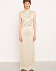 Satin Crepe Open Back Dress - GAUCHERE PARIS