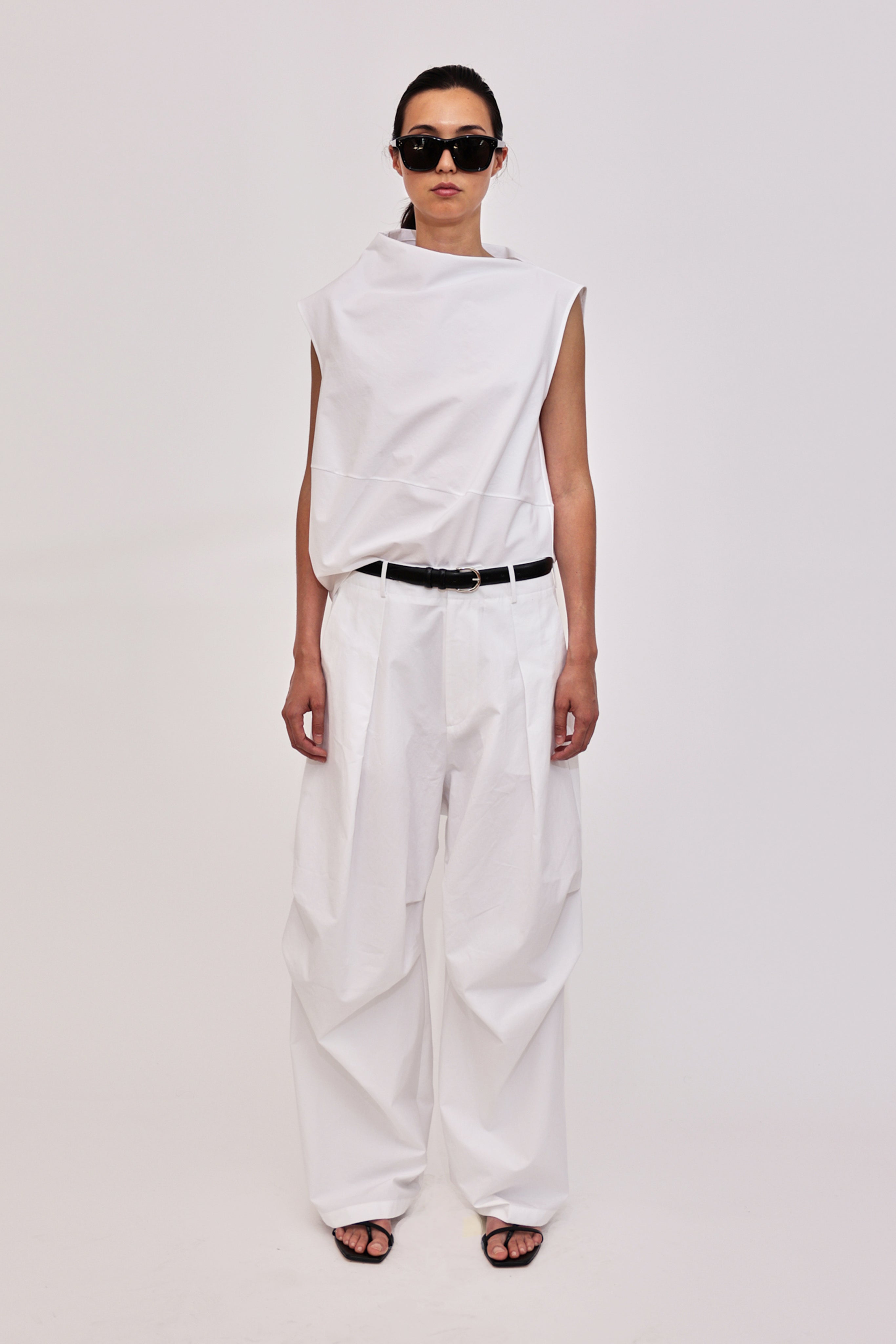 White Cotton Pants With Pleats GAUCHERE
