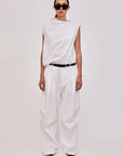 White Cotton Pants With Pleats GAUCHERE