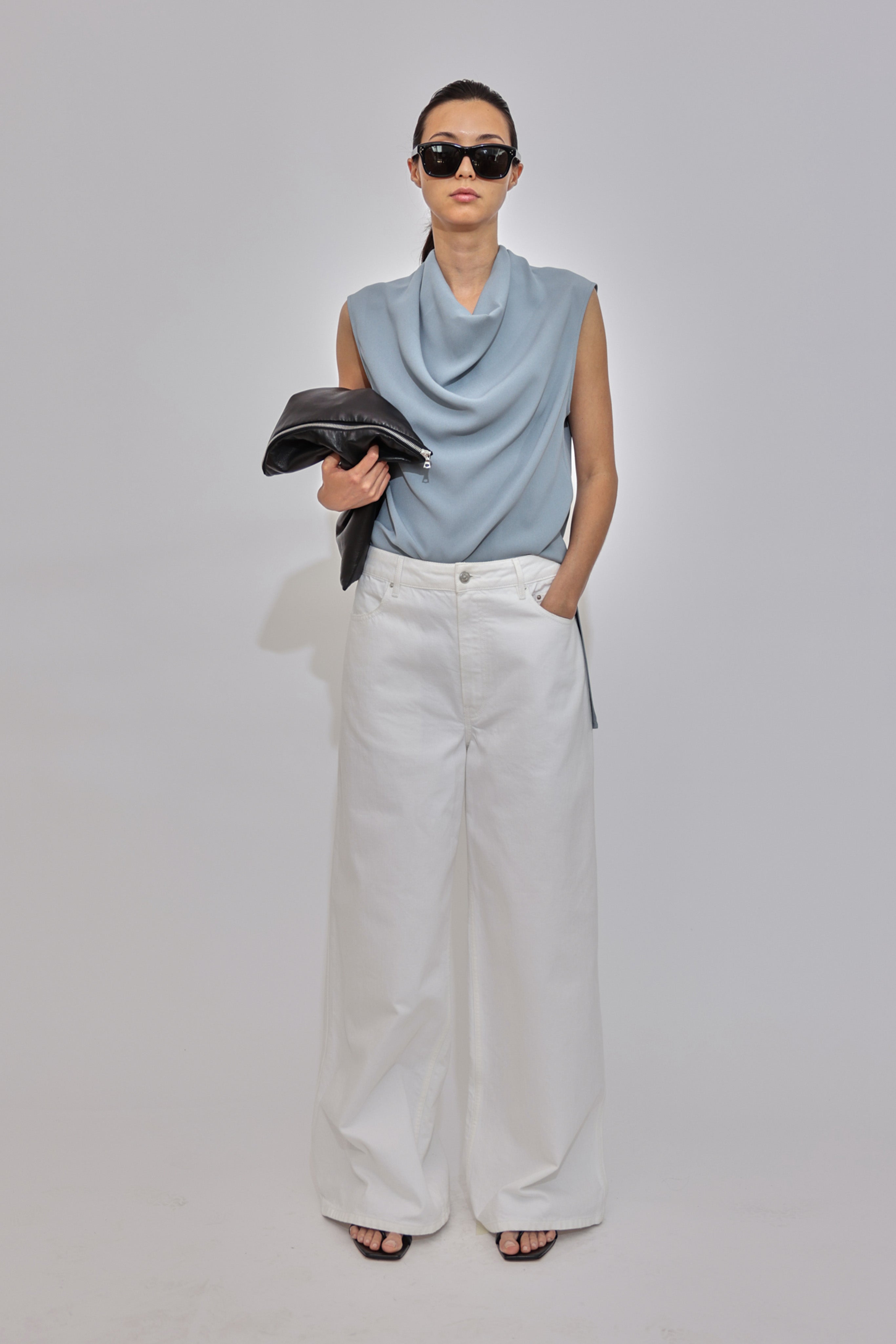 White High Waisted Denim Pants GAUCHERE