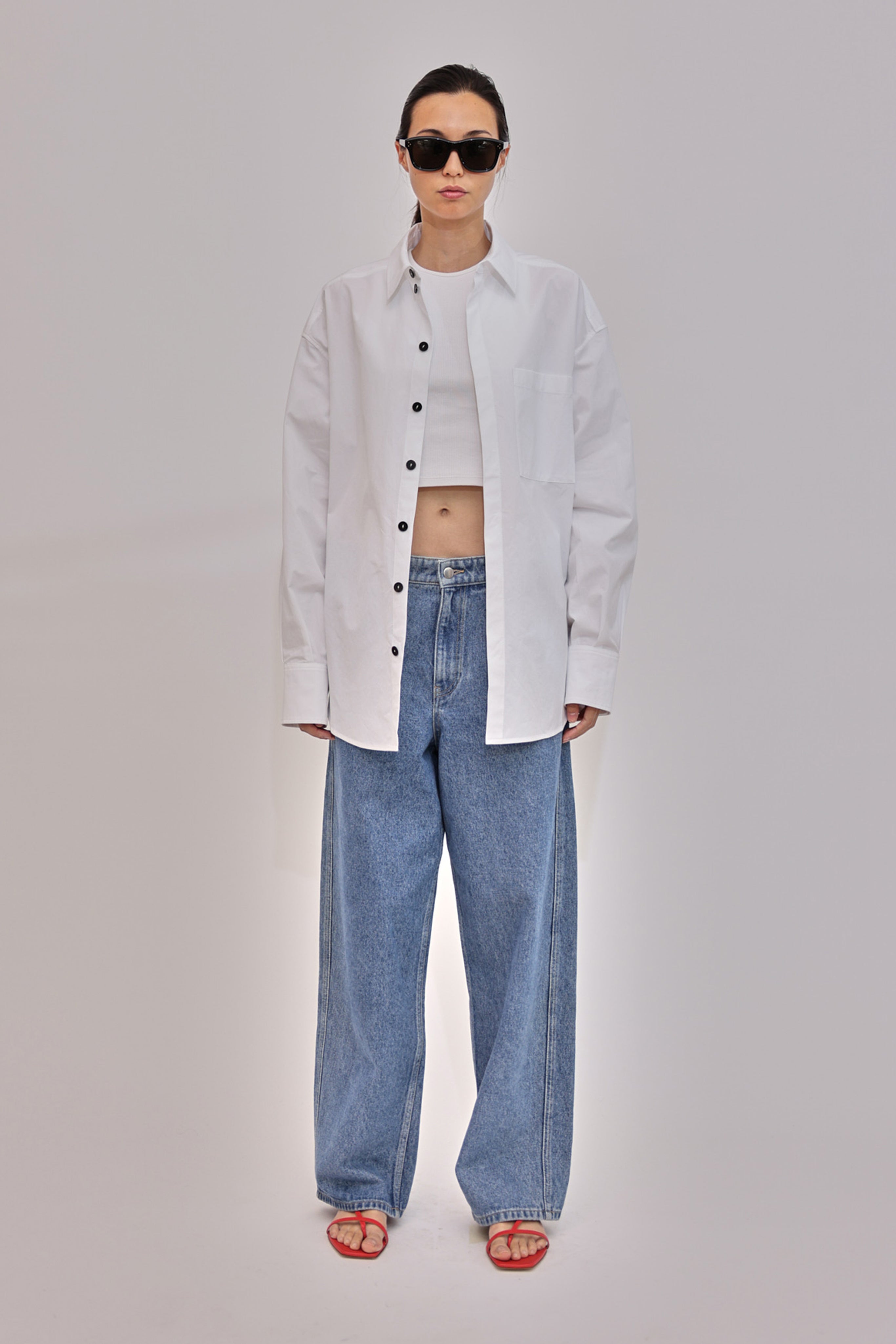 GAUCHERE Blue Stone Mid Waist Denim Pants