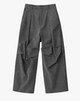 Black Marble Effect Pants With Pleats