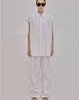 Sleeveless Cotton Shirt With Pleats - GAUCHERE
