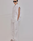 Sleeveless Cotton Shirt With Pleats - GAUCHERE