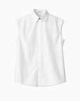 Sleeveless Cotton Shirt With Pleats