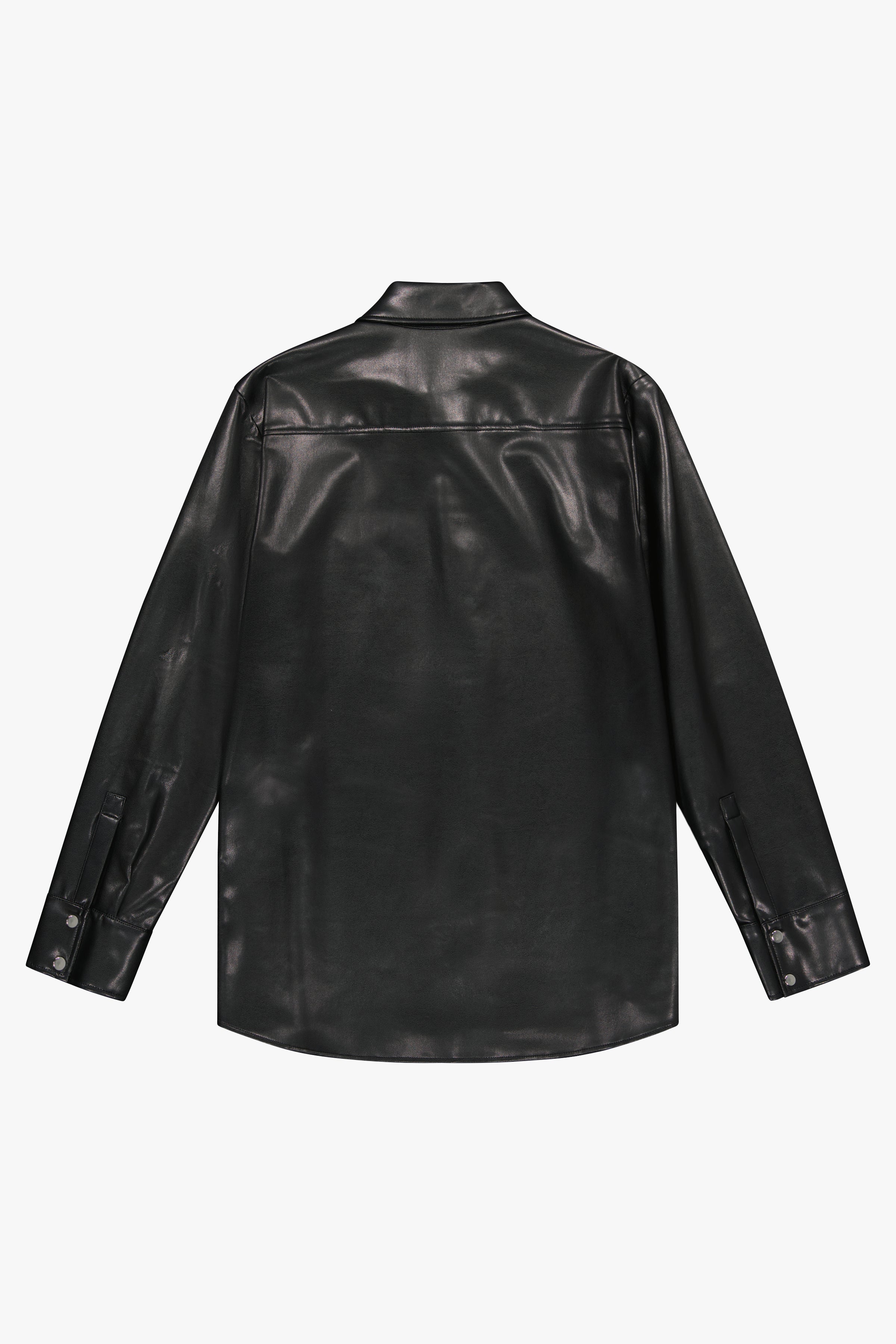 Faux Leather Snap Button Shirt - GAUCHERE