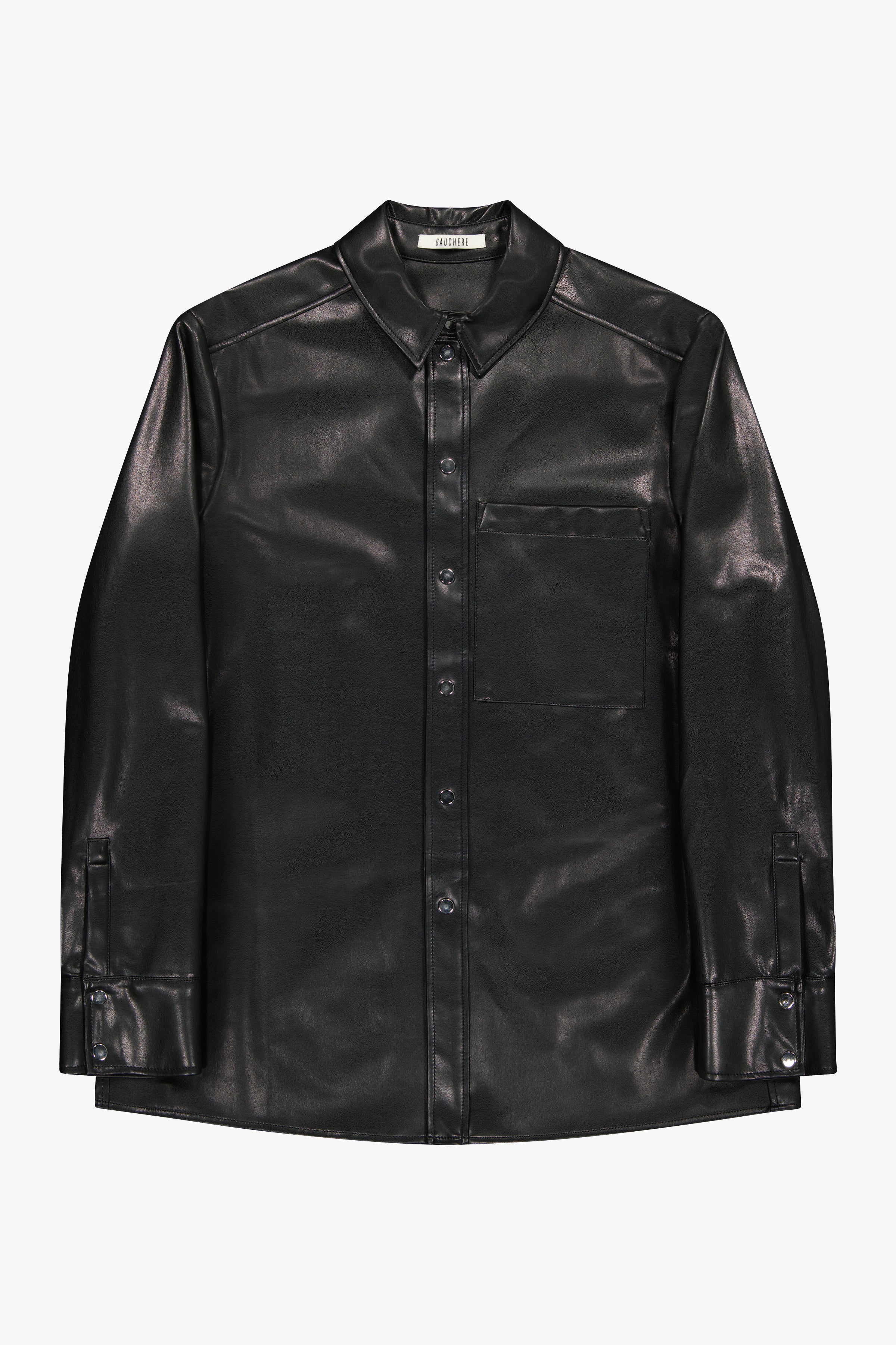 Faux Leather Snap Button Shirt - GAUCHERE