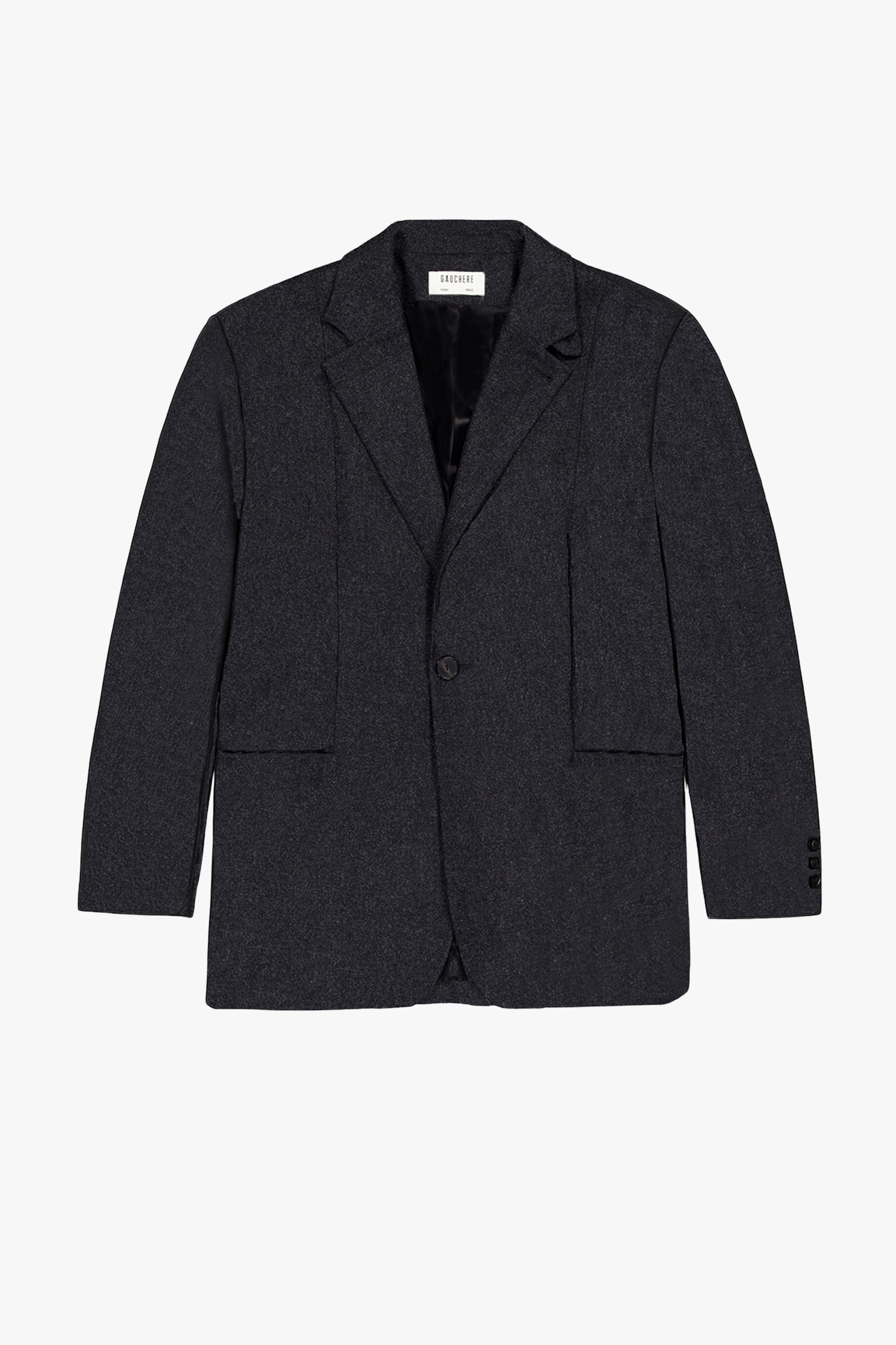 Tailored Blazer In Anthracite Flannel - GAUCHERE