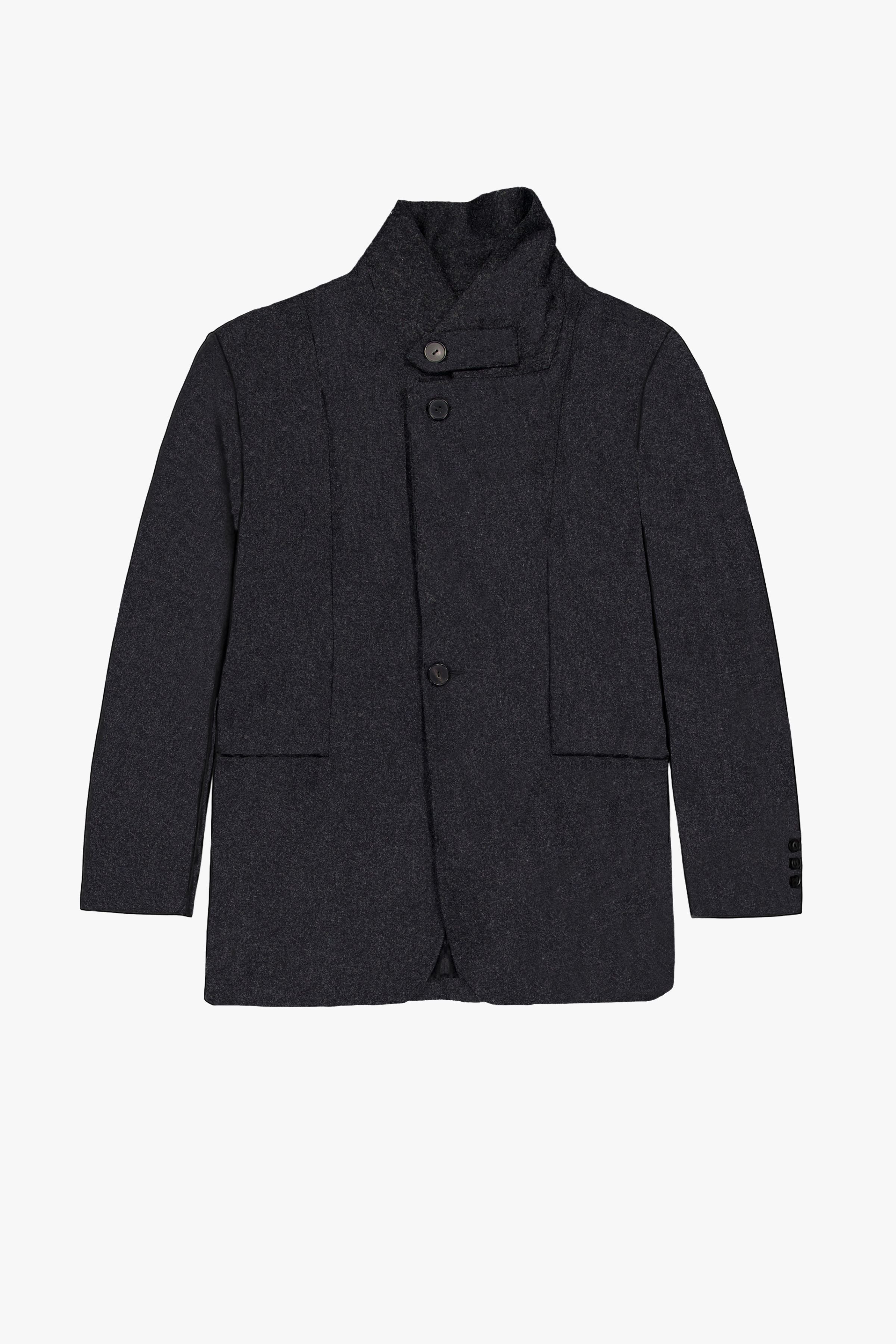 Tailored Blazer In Anthracite Flannel - GAUCHERE