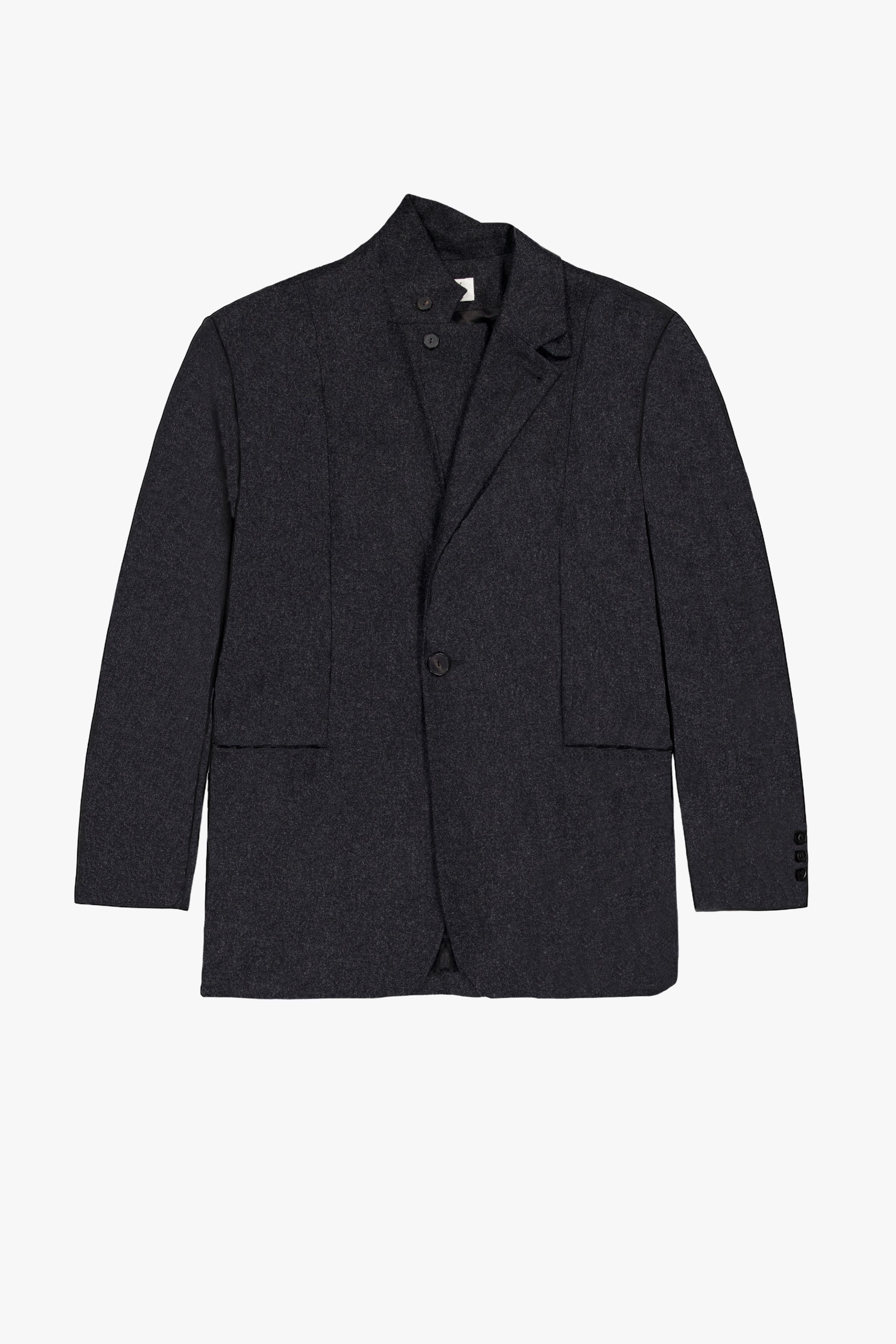Tailored Blazer In Anthracite Flannel - GAUCHERE