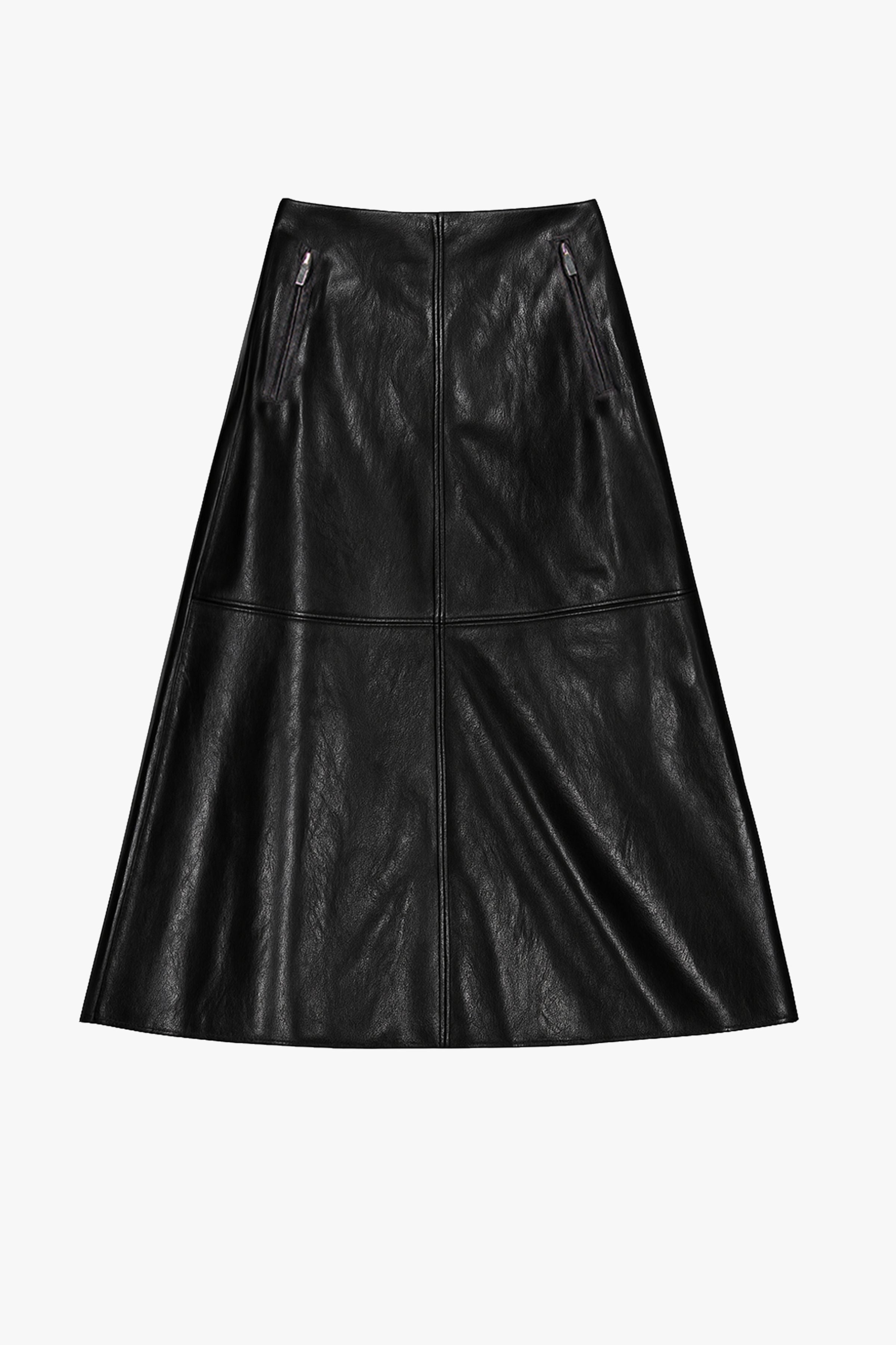 Faux Leather A-Line Skirt - GAUCHERE