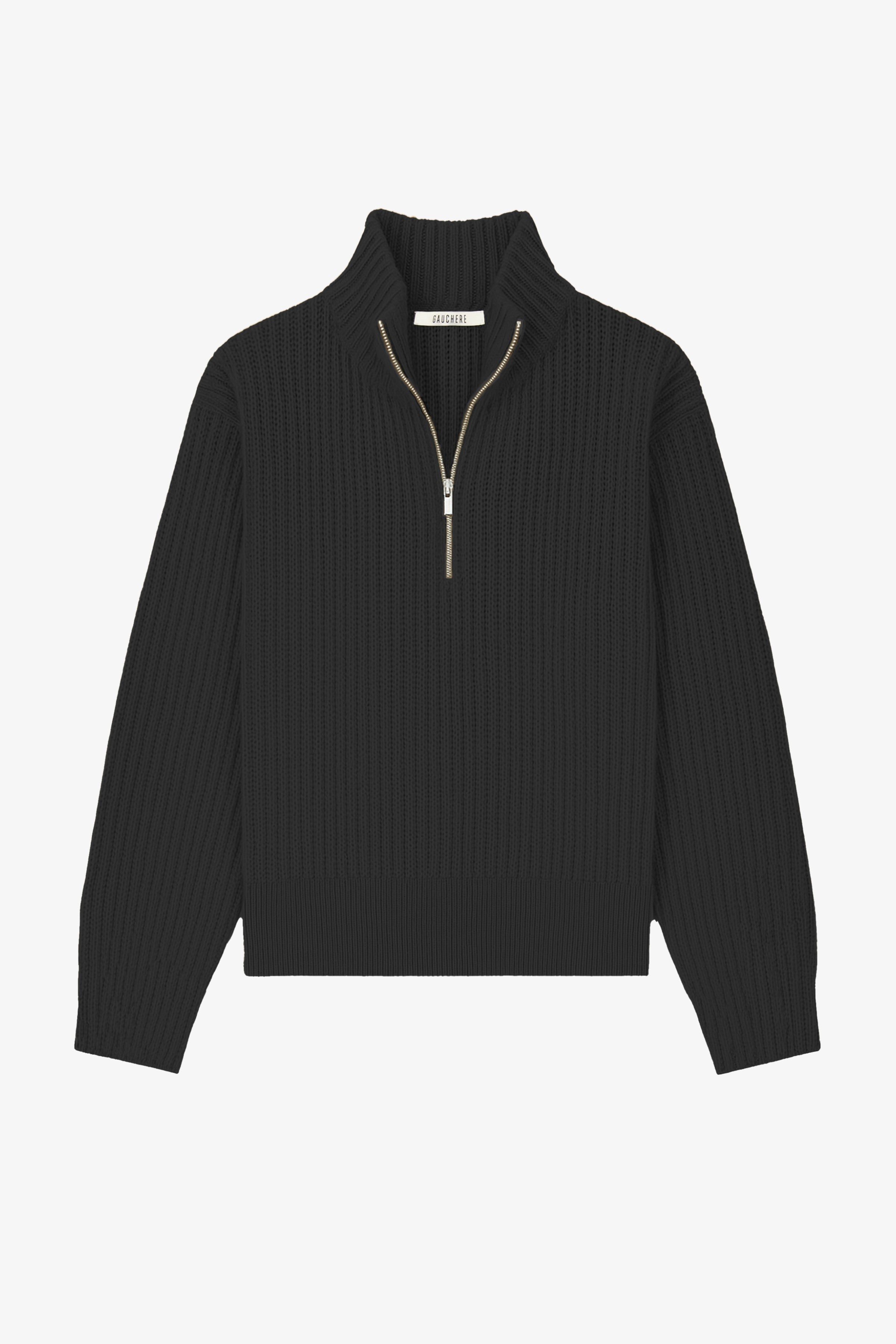 Zipped Sweater In Anthracite Cashmere Blend - GAUCHERE