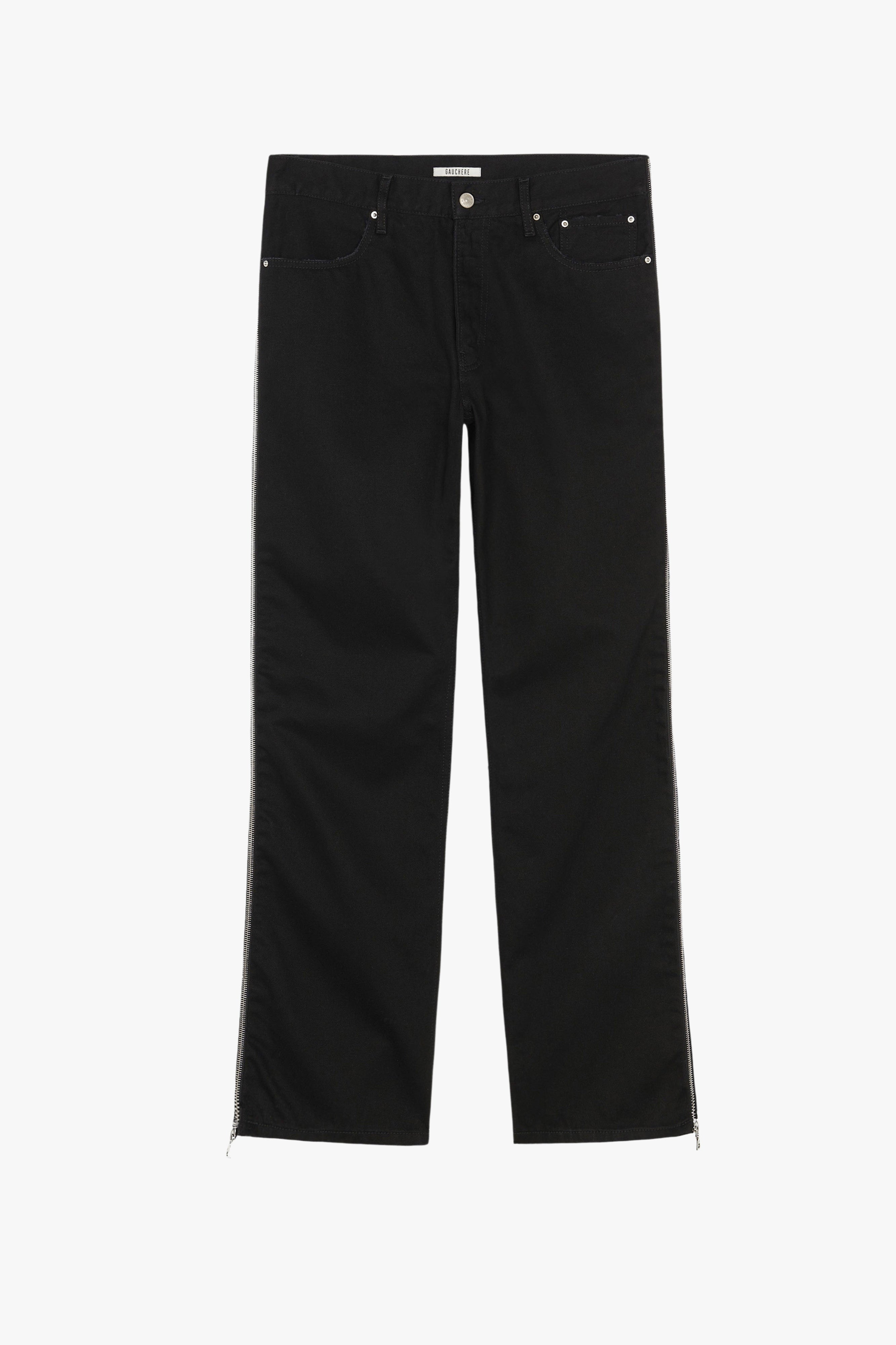 Double Zipper Boyfriend Jeans in Black - GAUCHERE