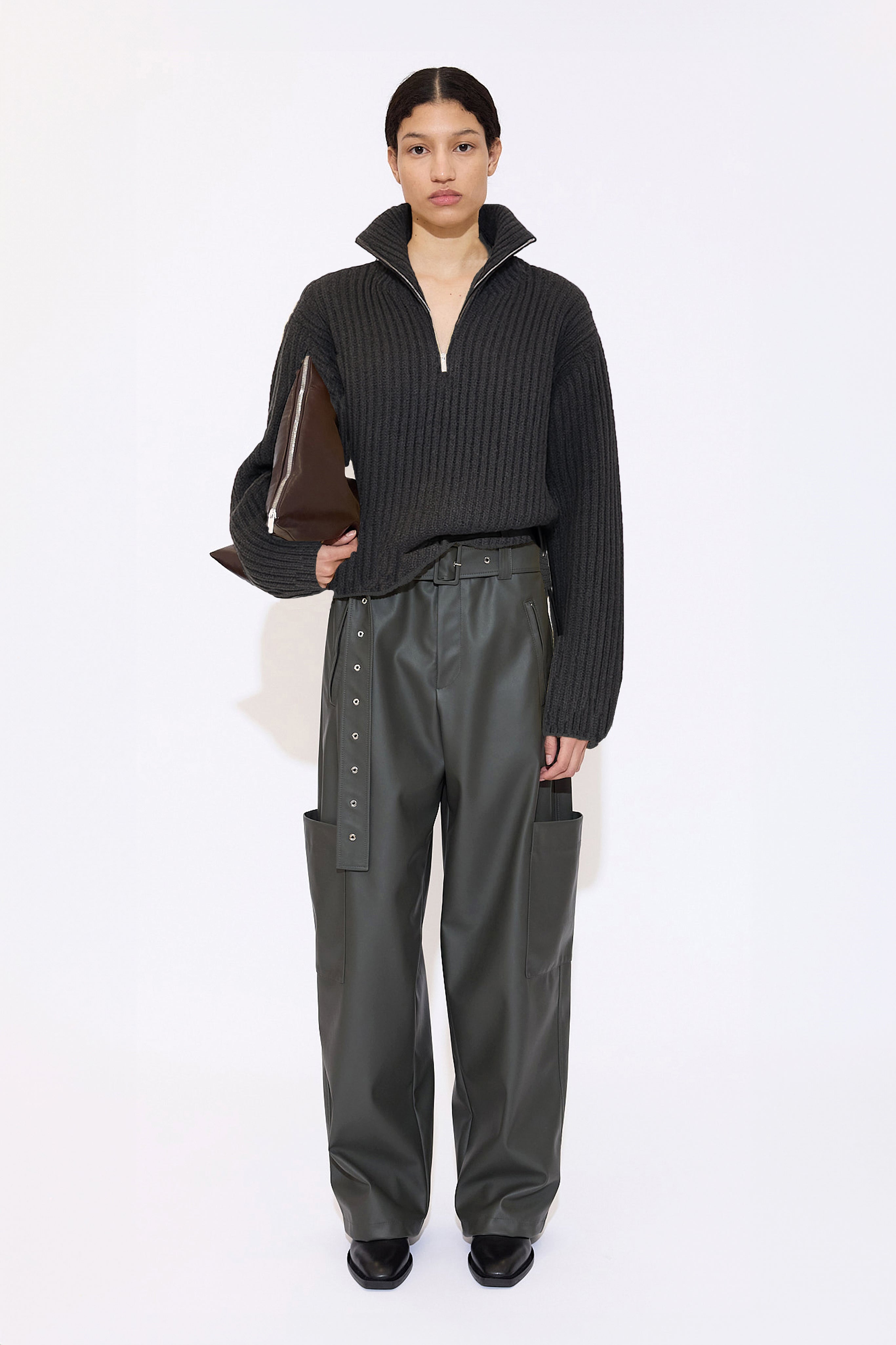 Zipped Sweater In Anthracite Cashmere Blend - GAUCHERE