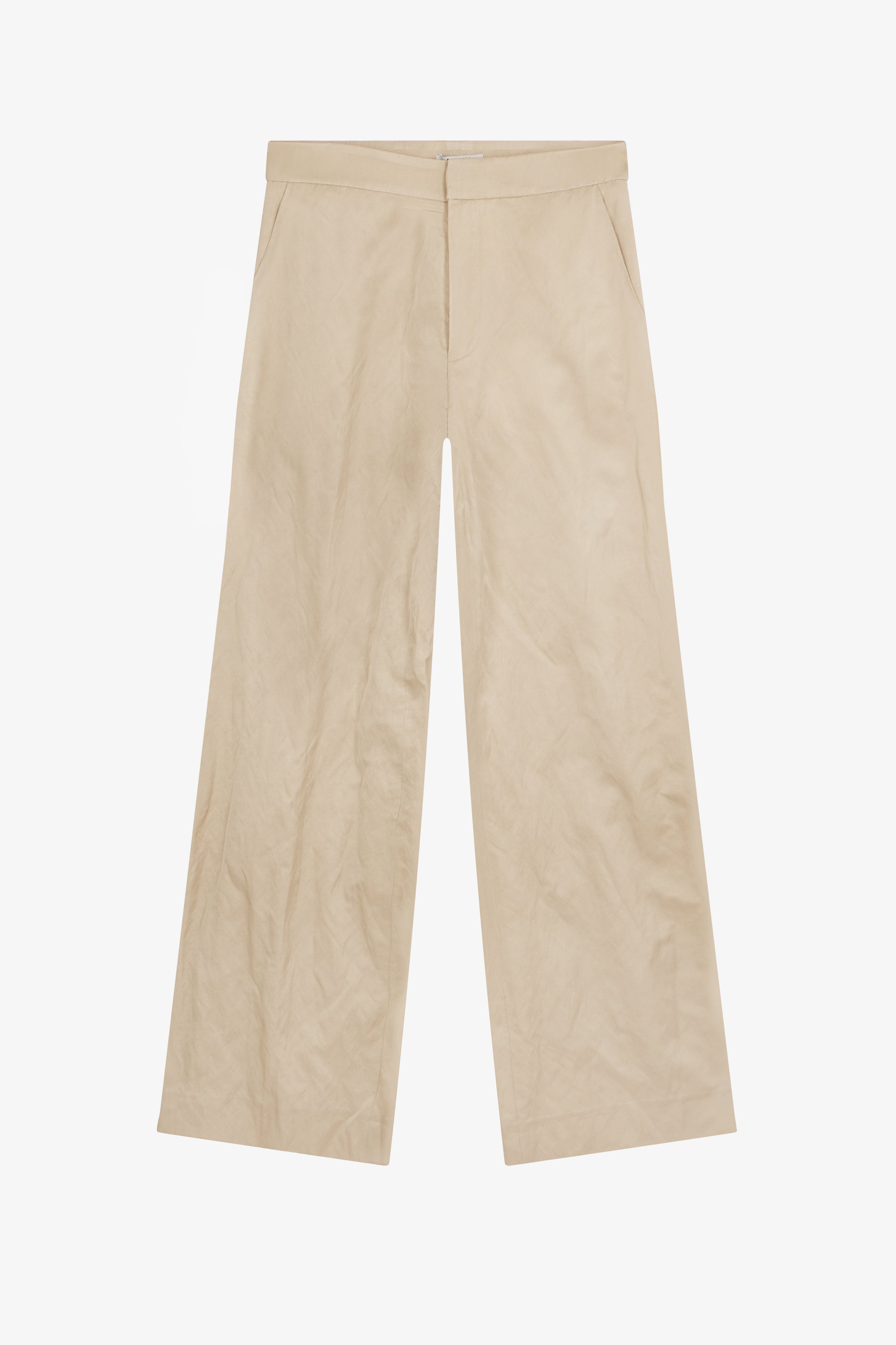 Crinkled Cotton Straight Leg Trousers