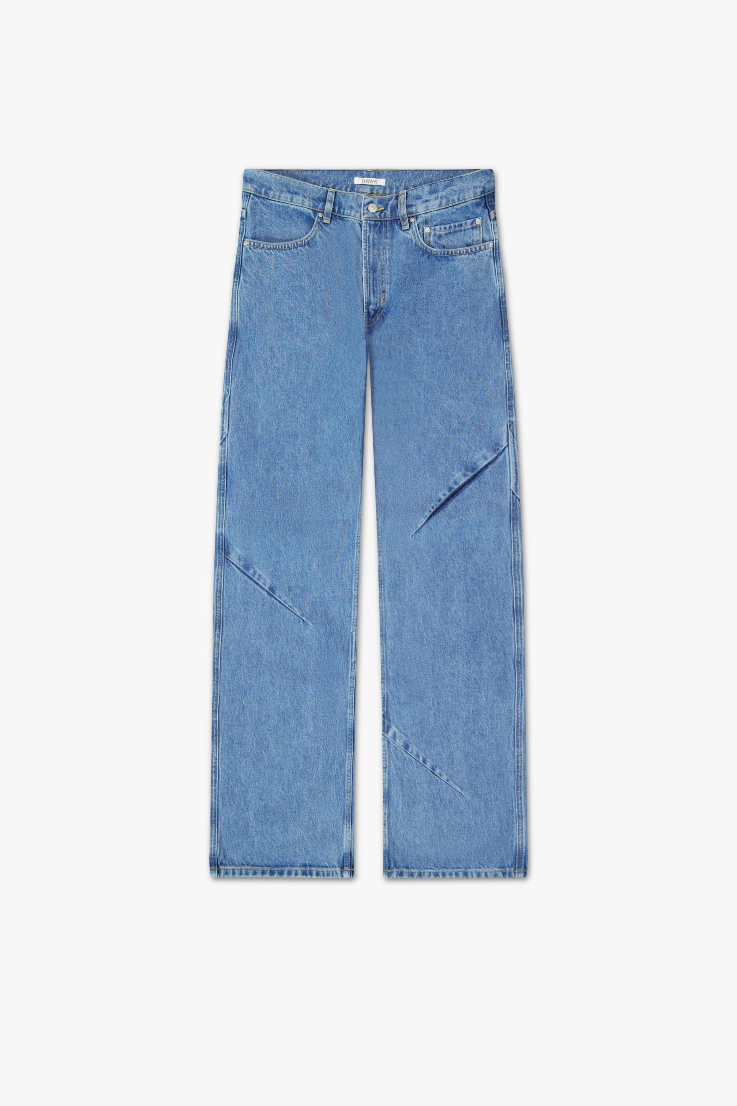 Blue Stone Pleat Stitching Jeans - GAUCHERE