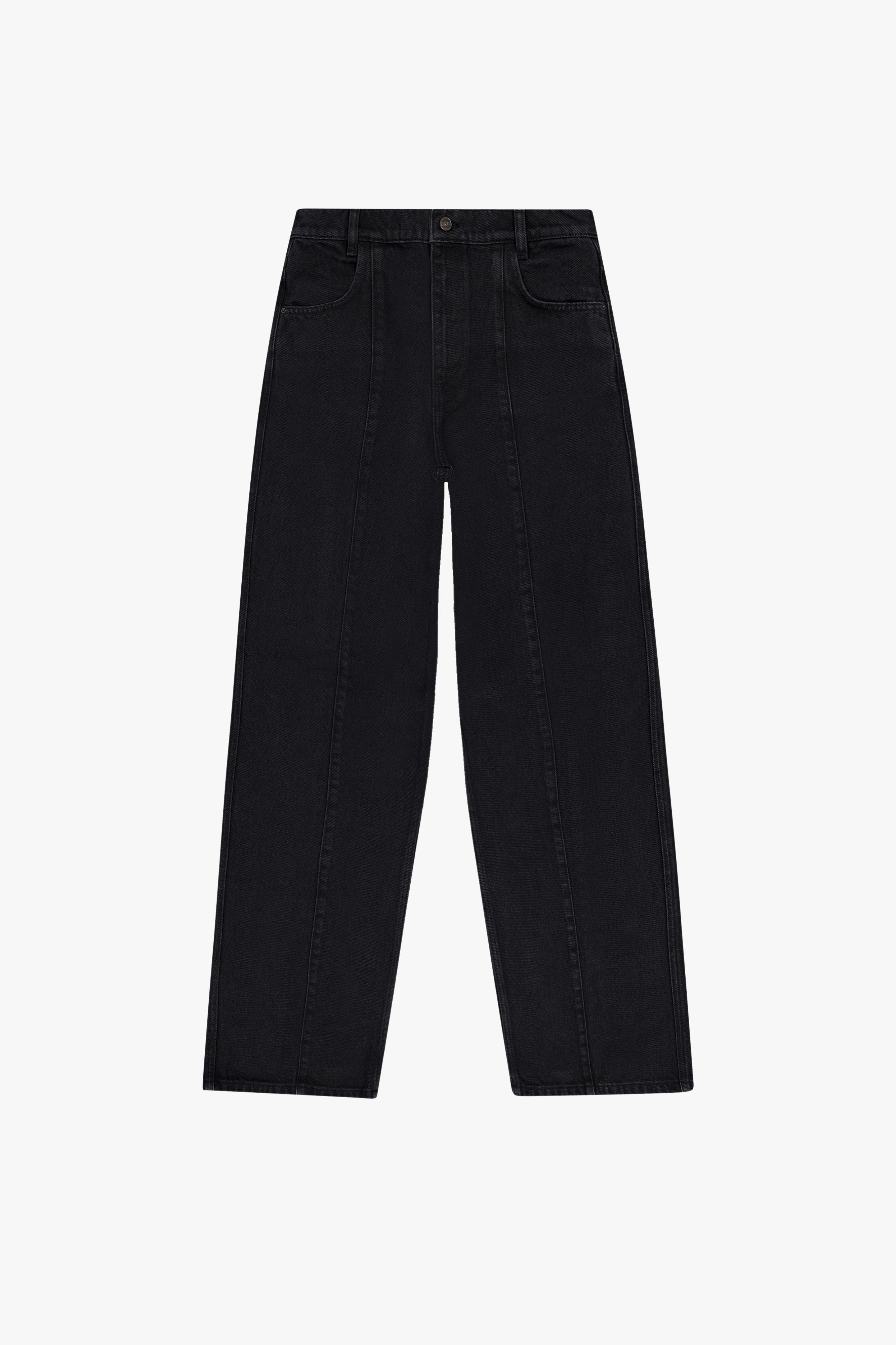 Seam Detail Black Denim Pants - GAUCHERE