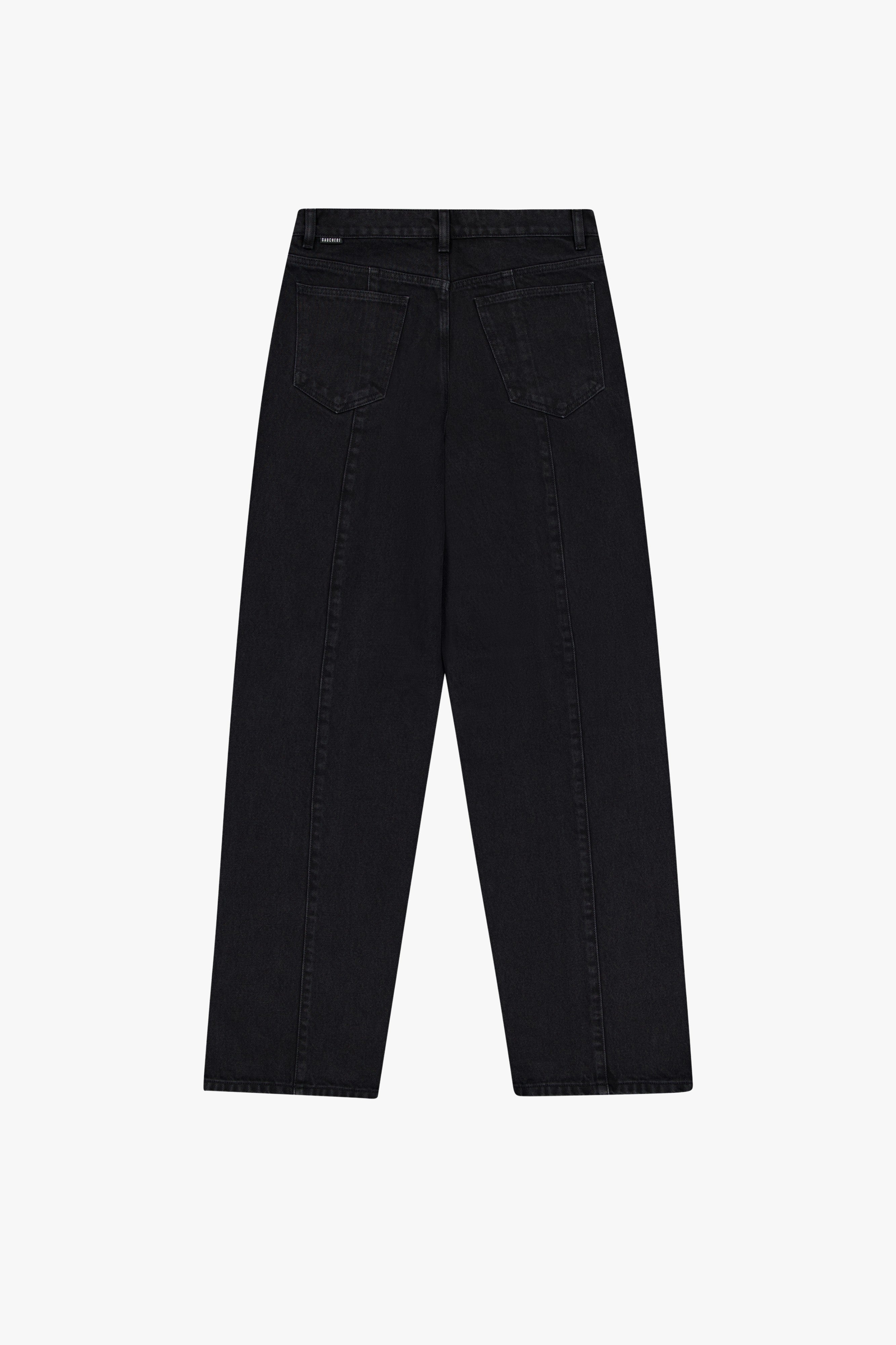 Seam Detail Black Denim Pants - GAUCHERE