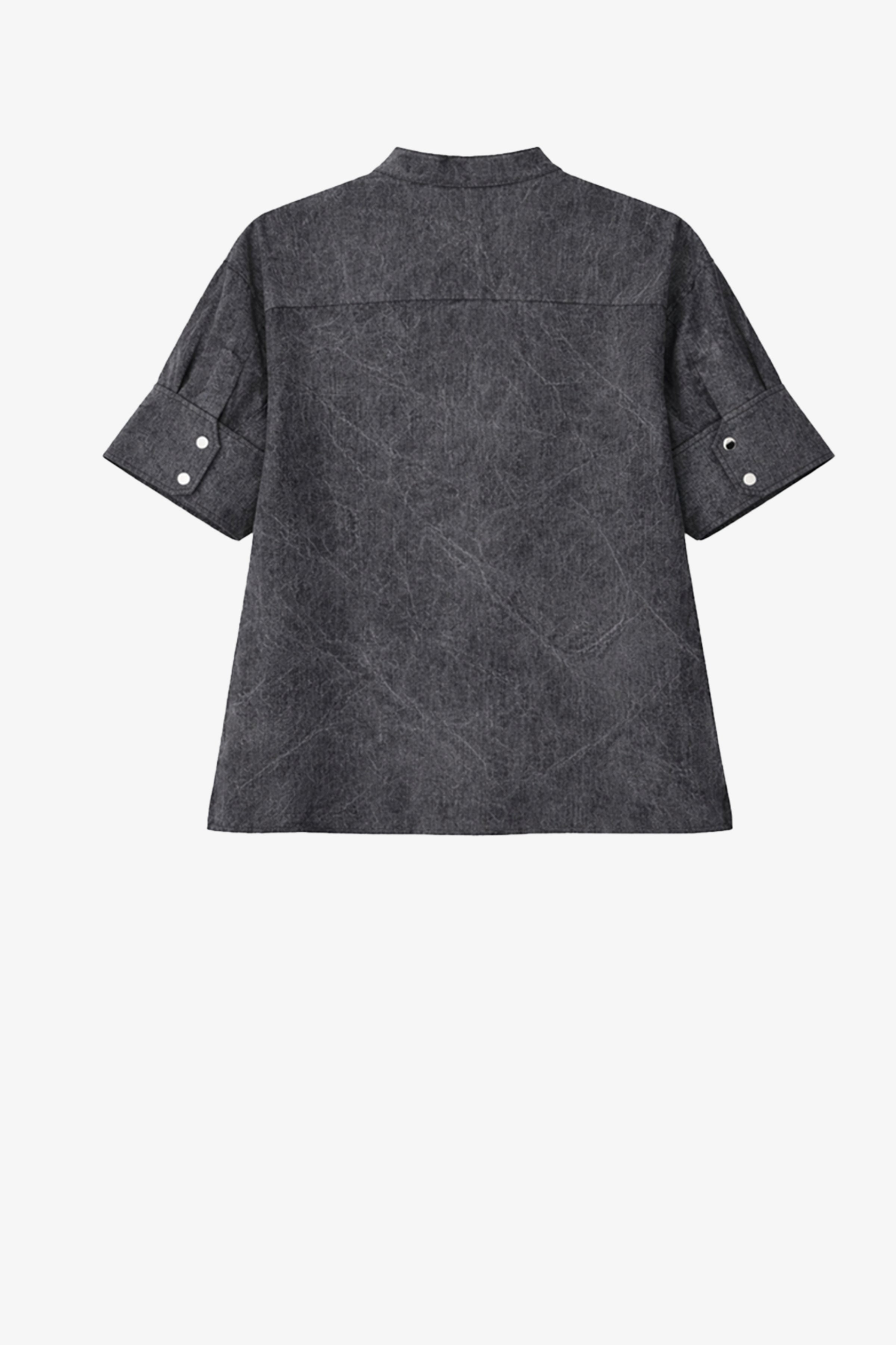Black Marble Effect Shirt With Officer Collar