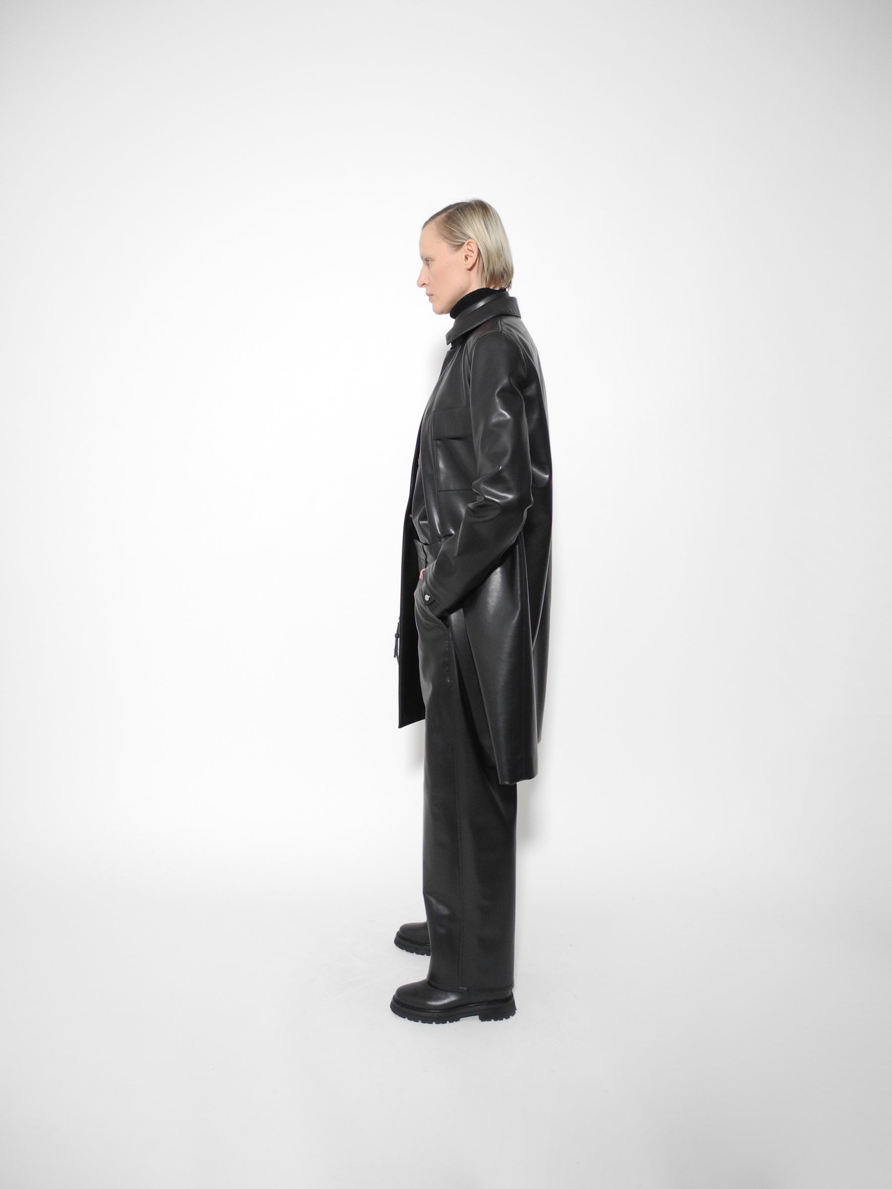 Gauchere Double Pocket Eco Leather Coat