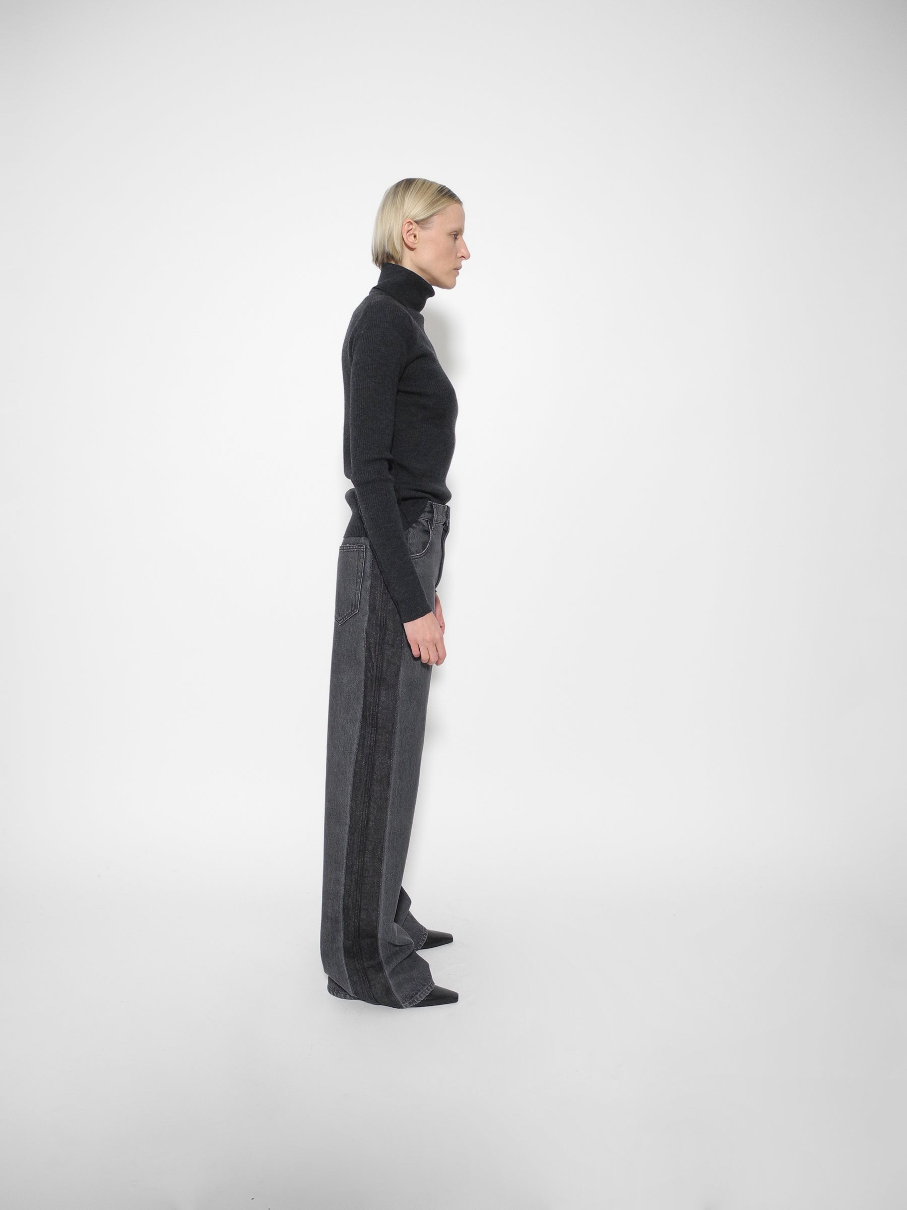 Anthracite Knitted Turtleneck Top - GAUCHERE