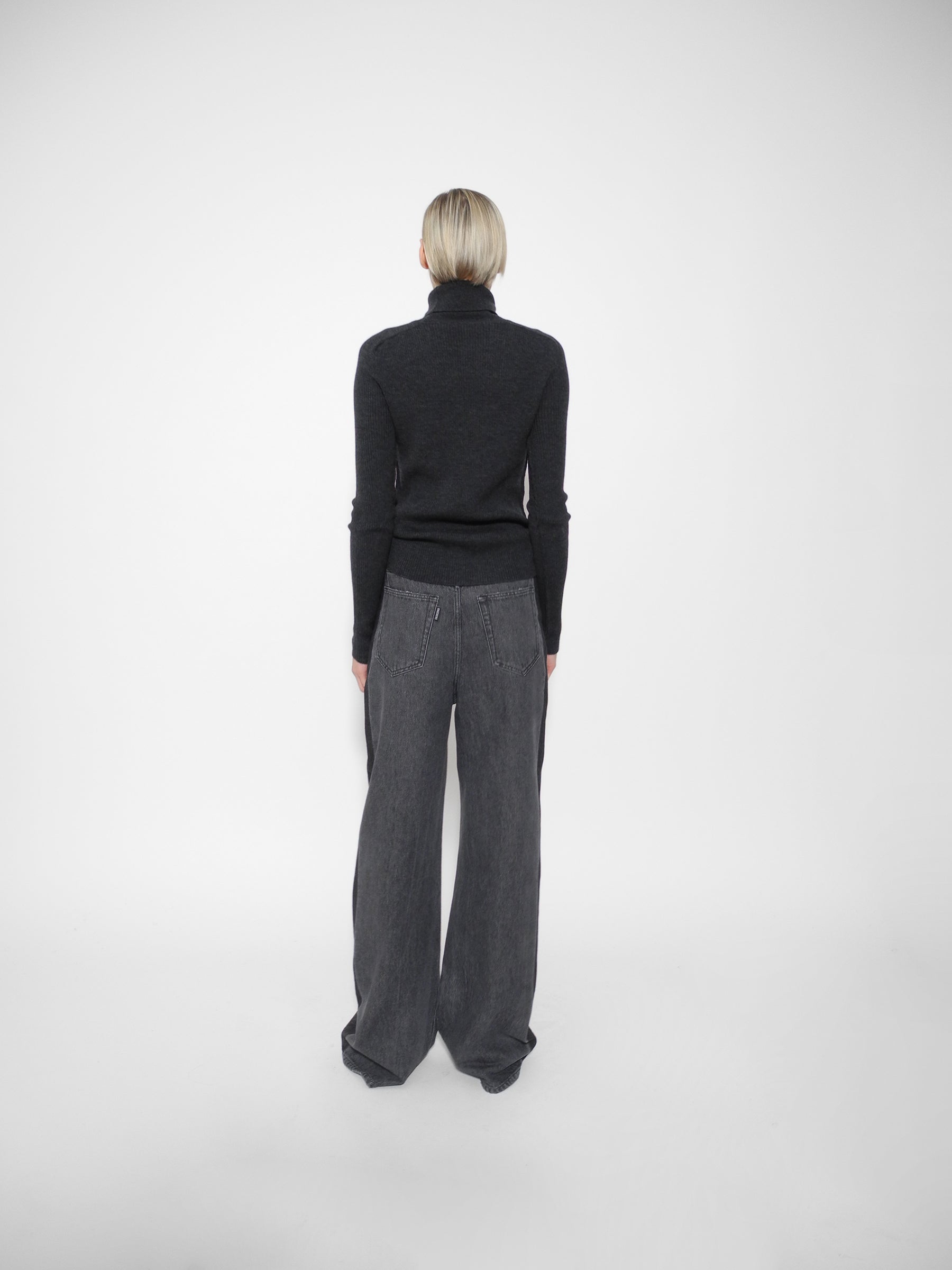 Anthracite Knitted Turtleneck Top - GAUCHERE
