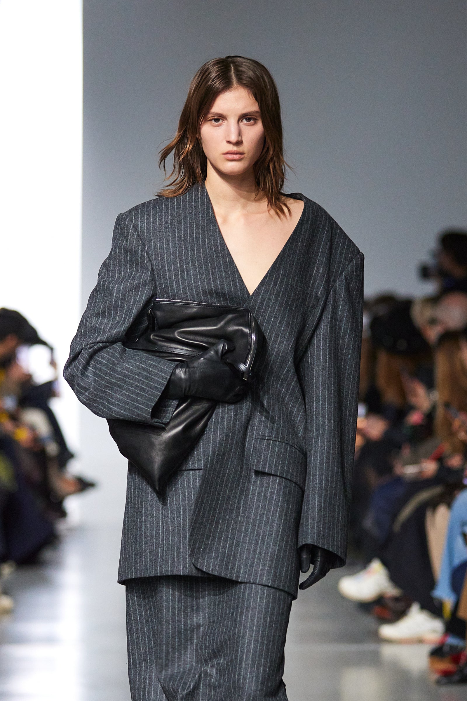 GAUCHERE - Collarless Blazer in Pinstripe Wool - Runway 