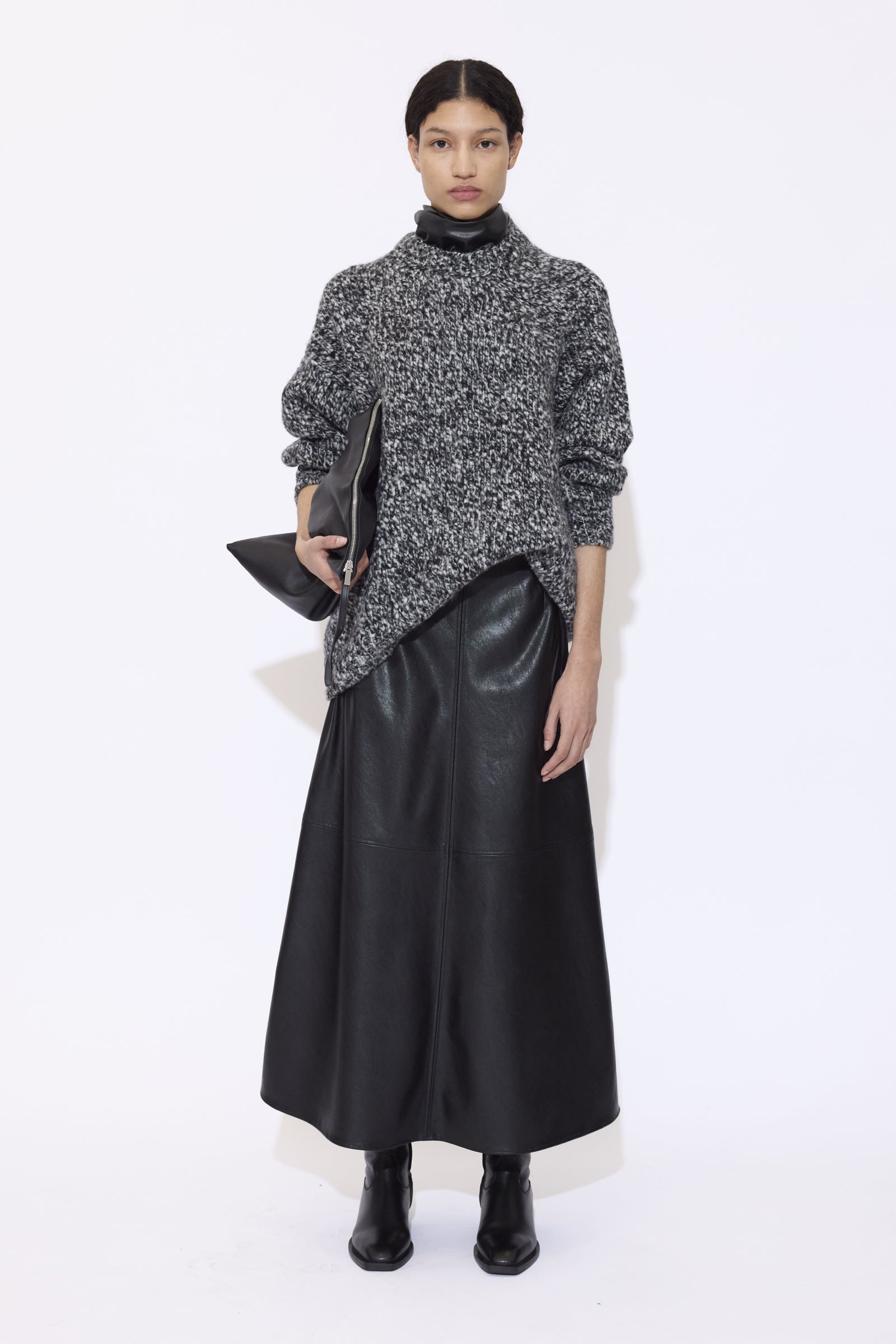 Faux Leather A-Line Skirt - GAUCHERE