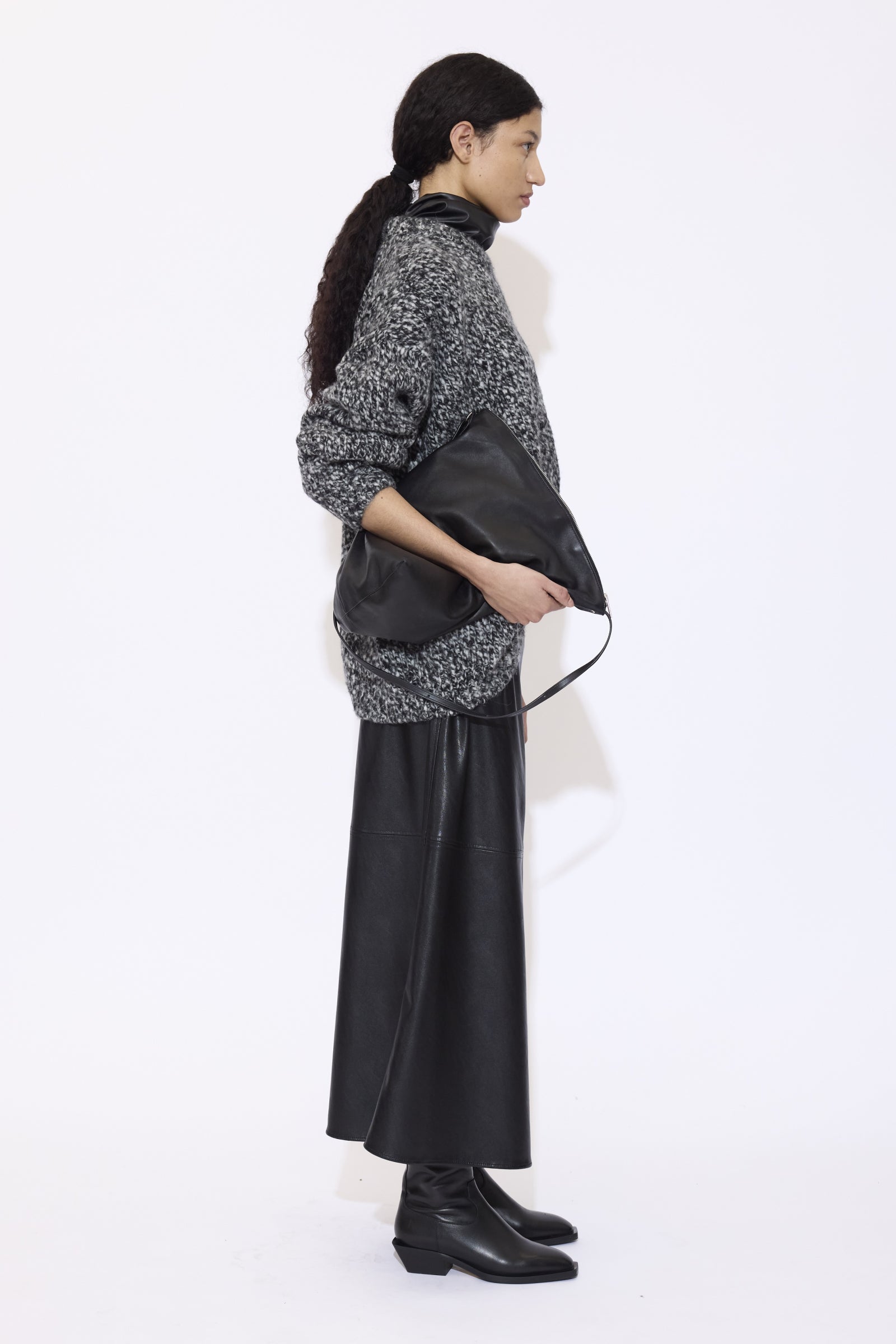 Faux Leather A-Line Skirt - GAUCHERE