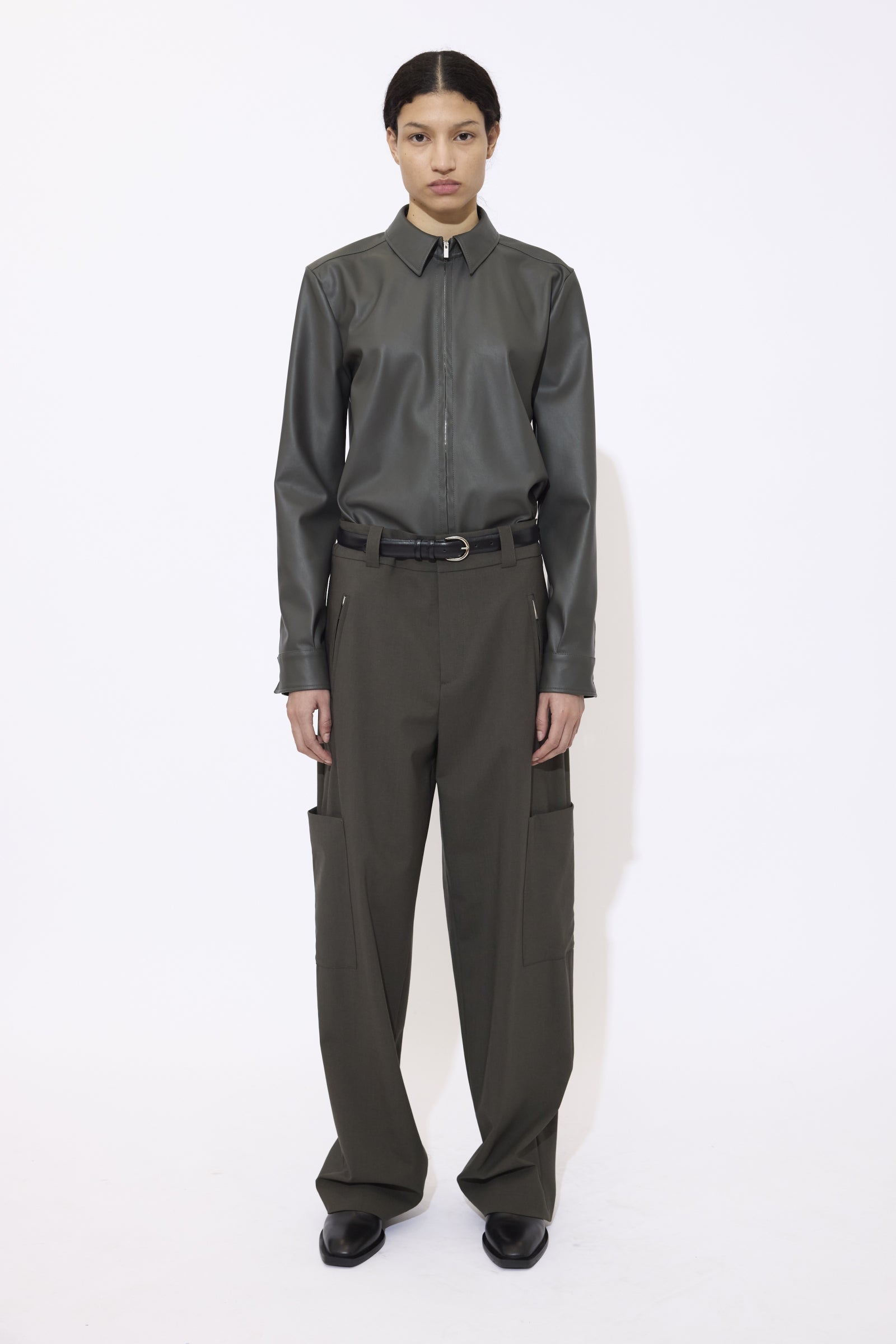 GAUCHERE Zipped Faux Leather Leather Shirt