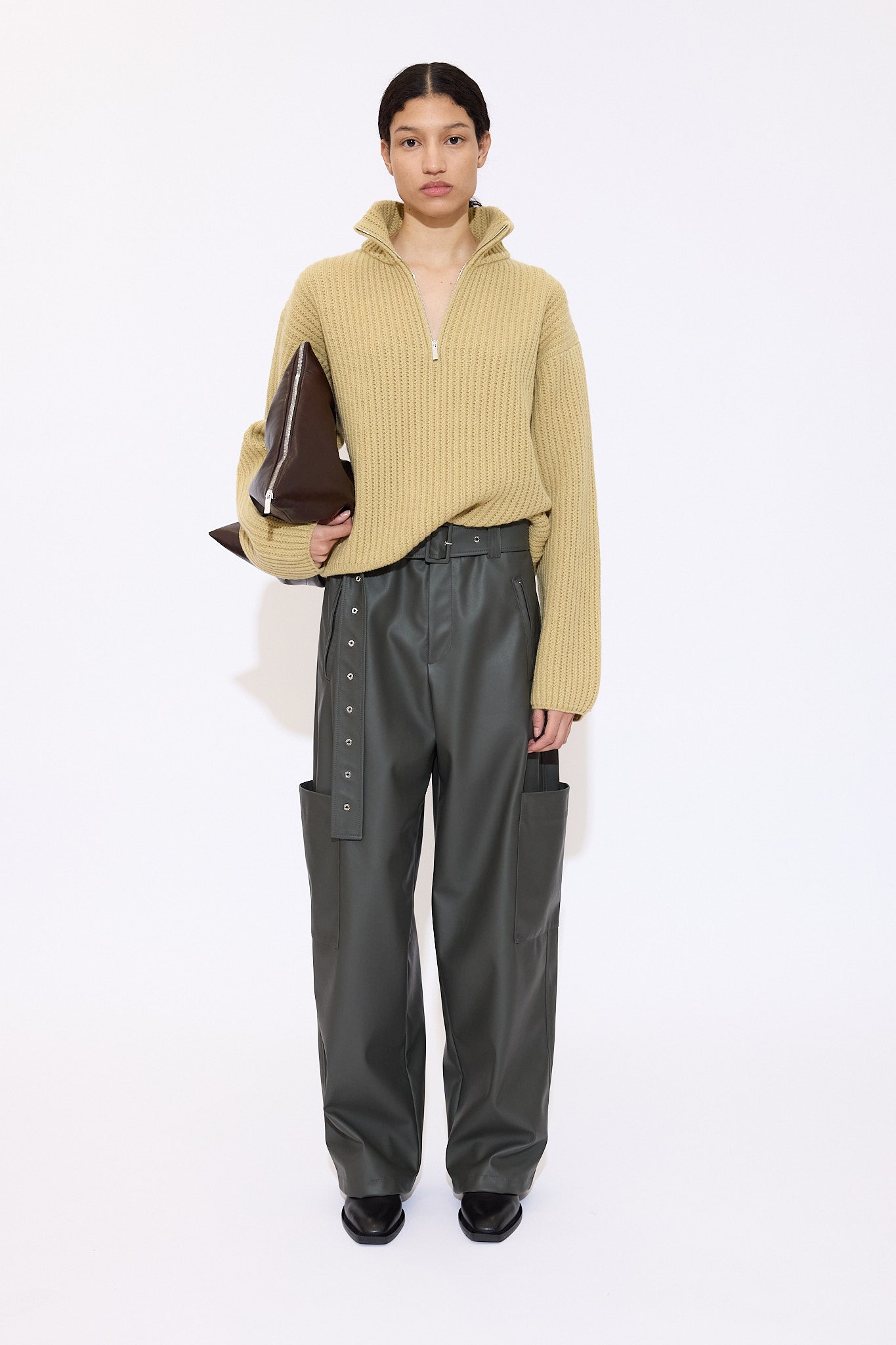 Zipped Sweater In Mustard Cashmere Blend - GAUCHERE