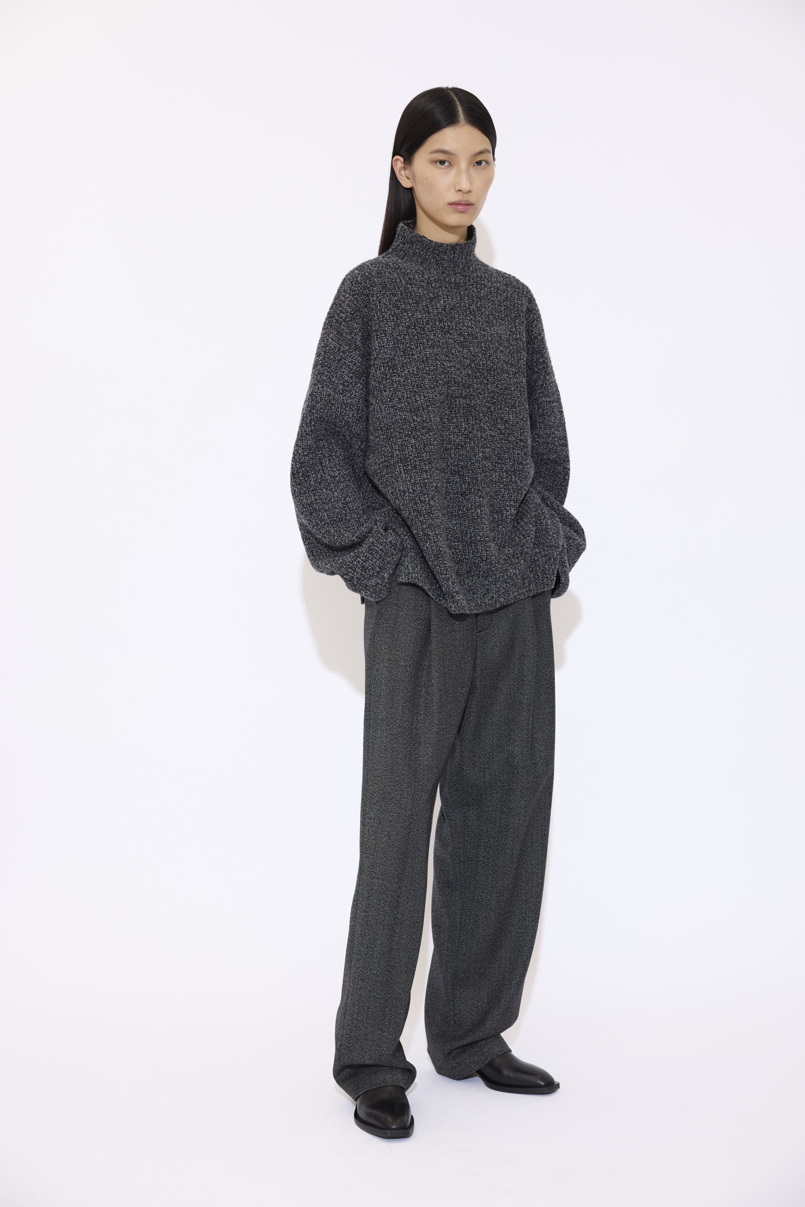 Mock Neck Sweater In Chiné Wool - GAUCHERE