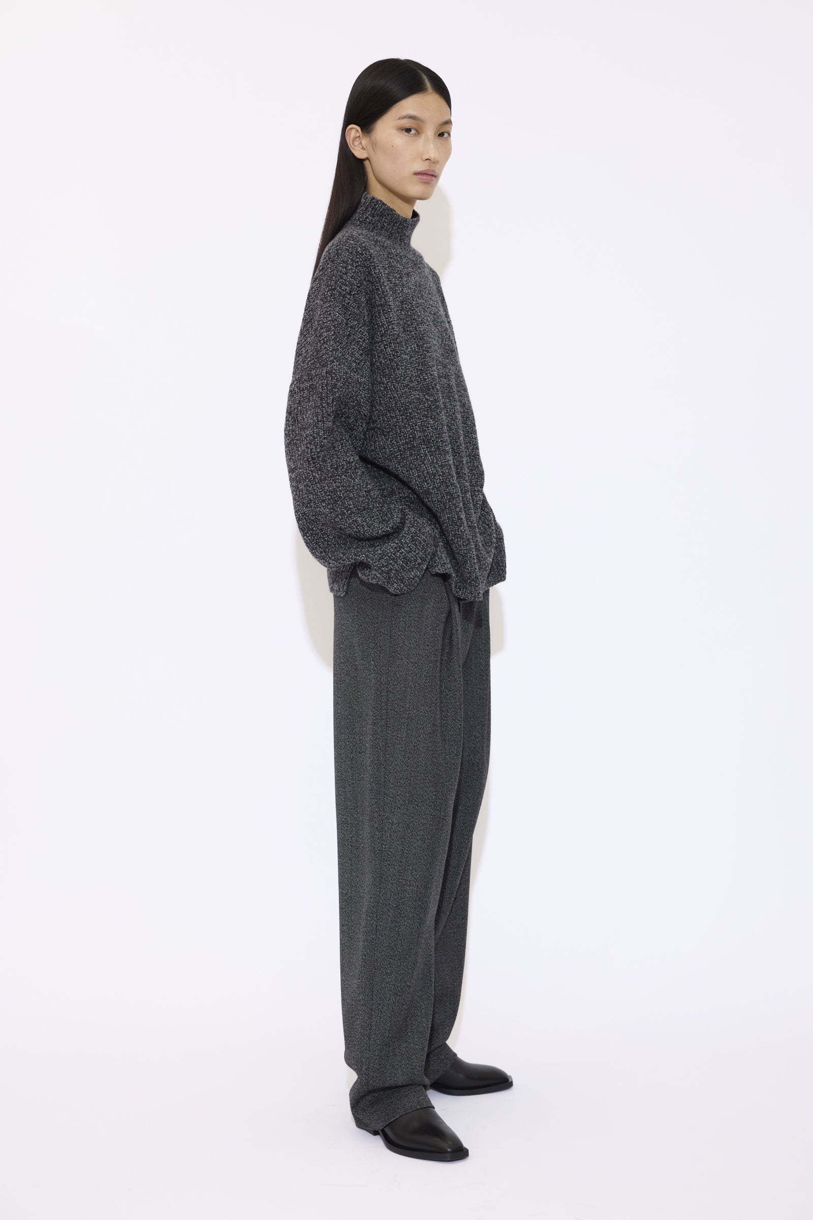 Mock Neck Sweater In Chiné Wool - GAUCHERE