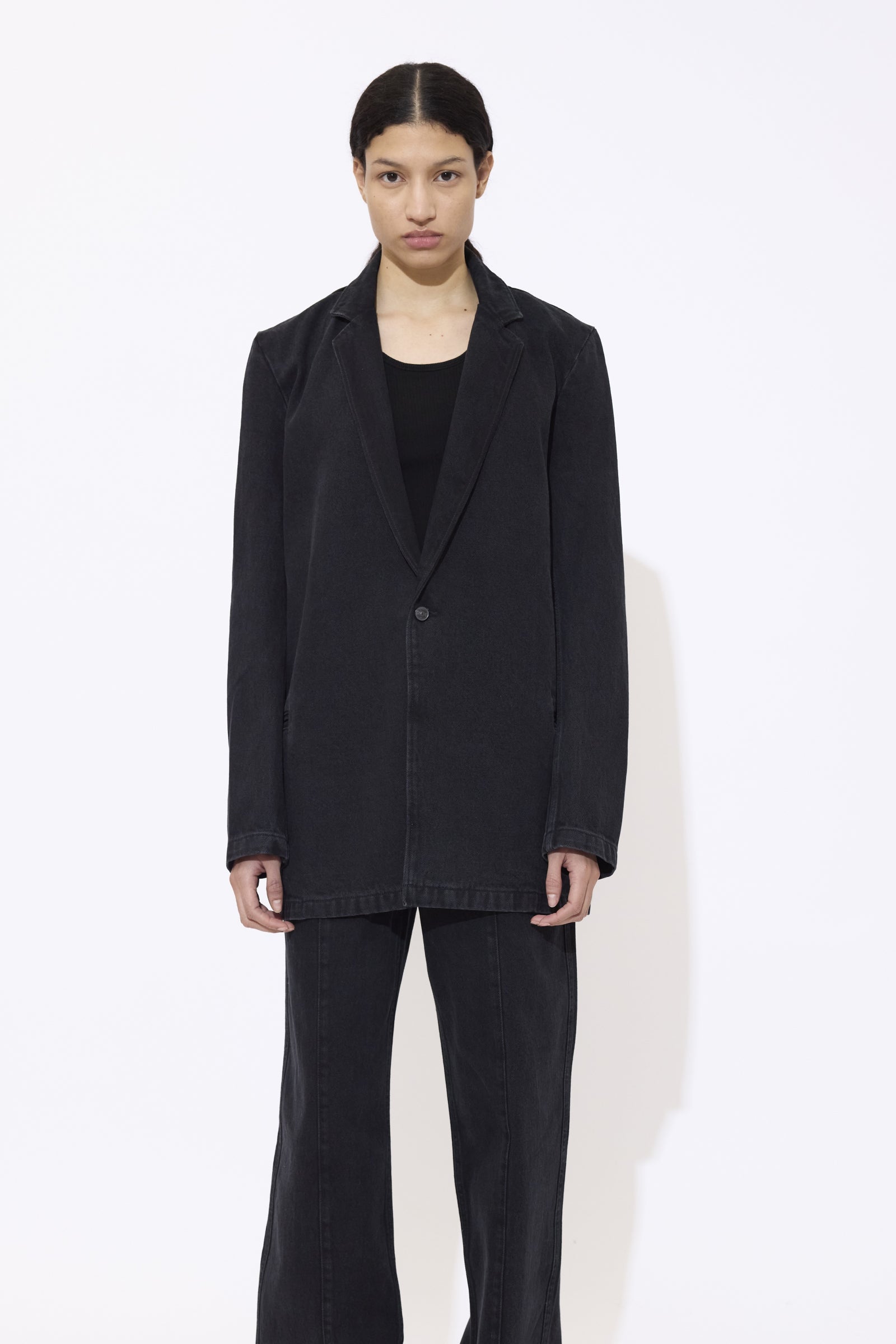 Black Denim Classic Blazer - GAUCHERE