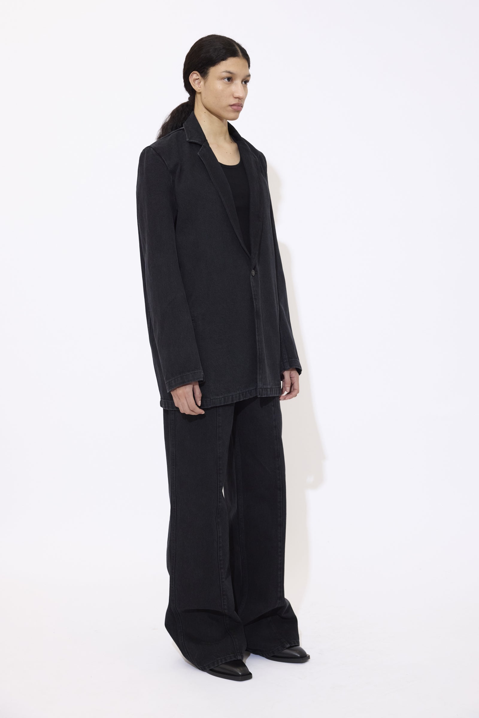 Black Denim Classic Blazer - GAUCHERE