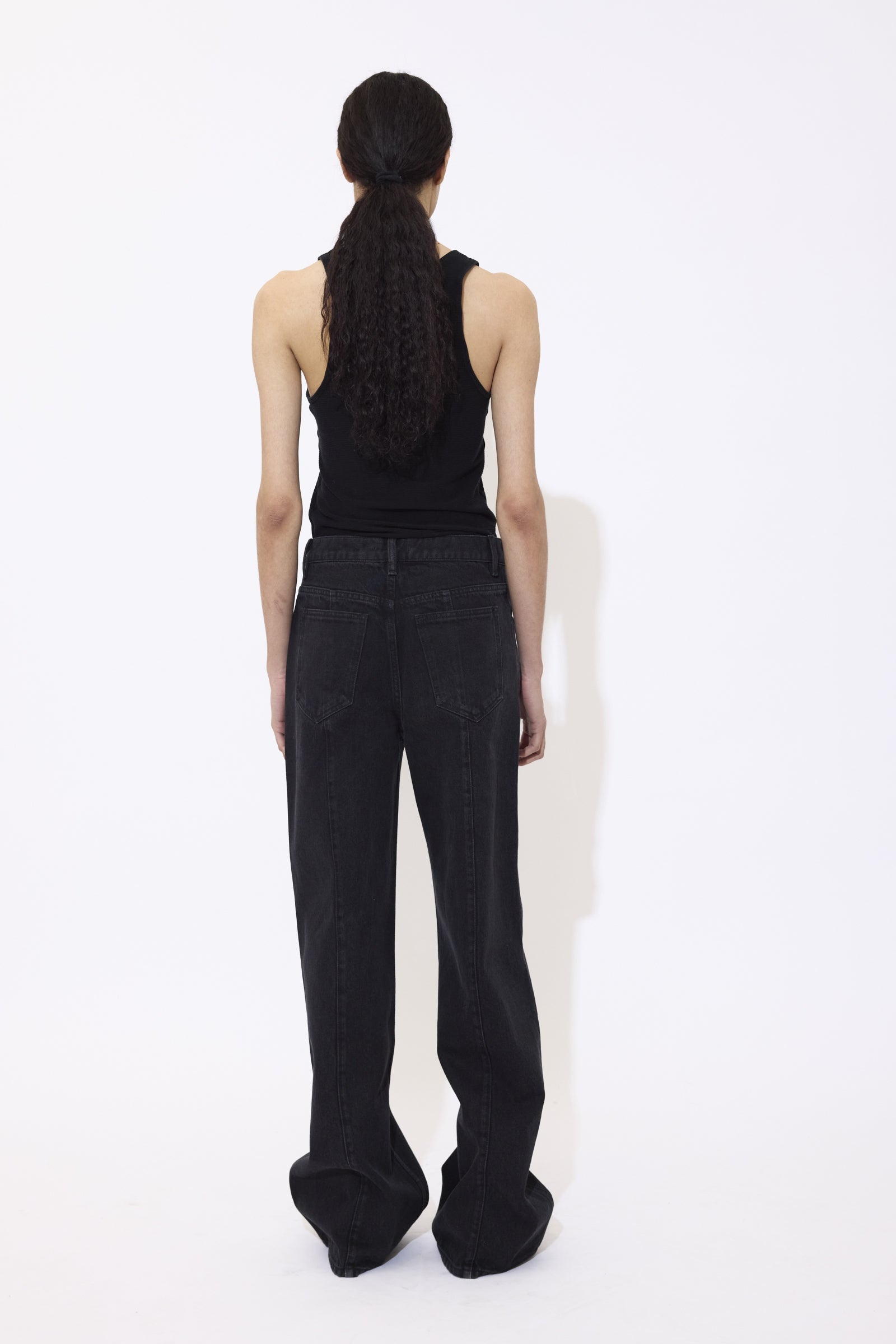 Seam Detail Black Denim Pants - GAUCHERE