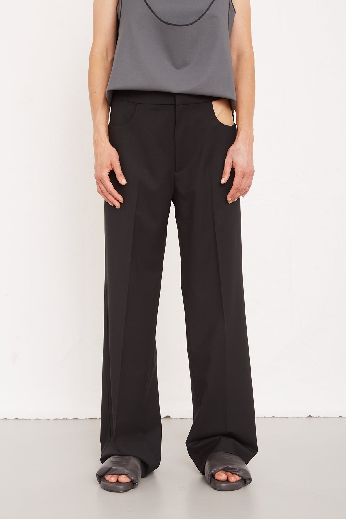 Black Trousers Pocket Cutout