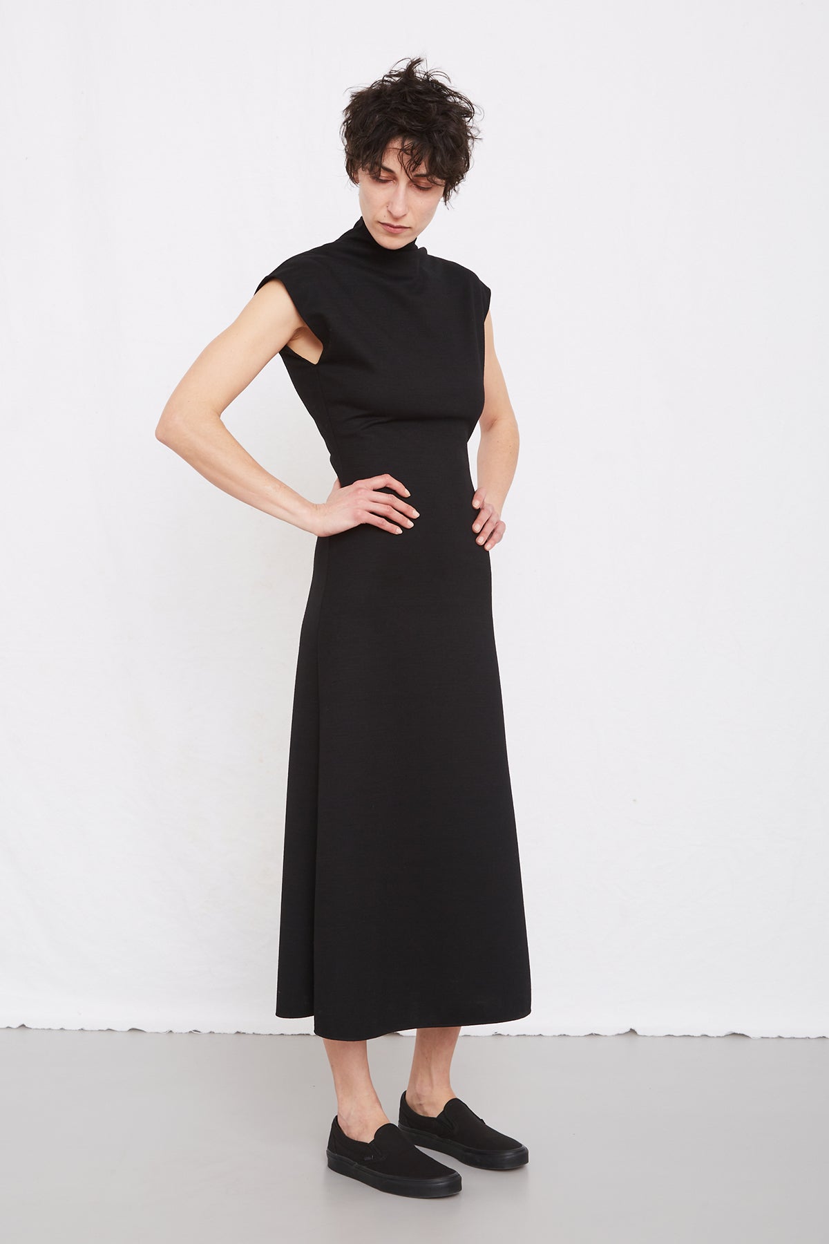 Black Wool Jersey Dress