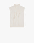 Sleeveless Knitted Top Pleat Stitching
