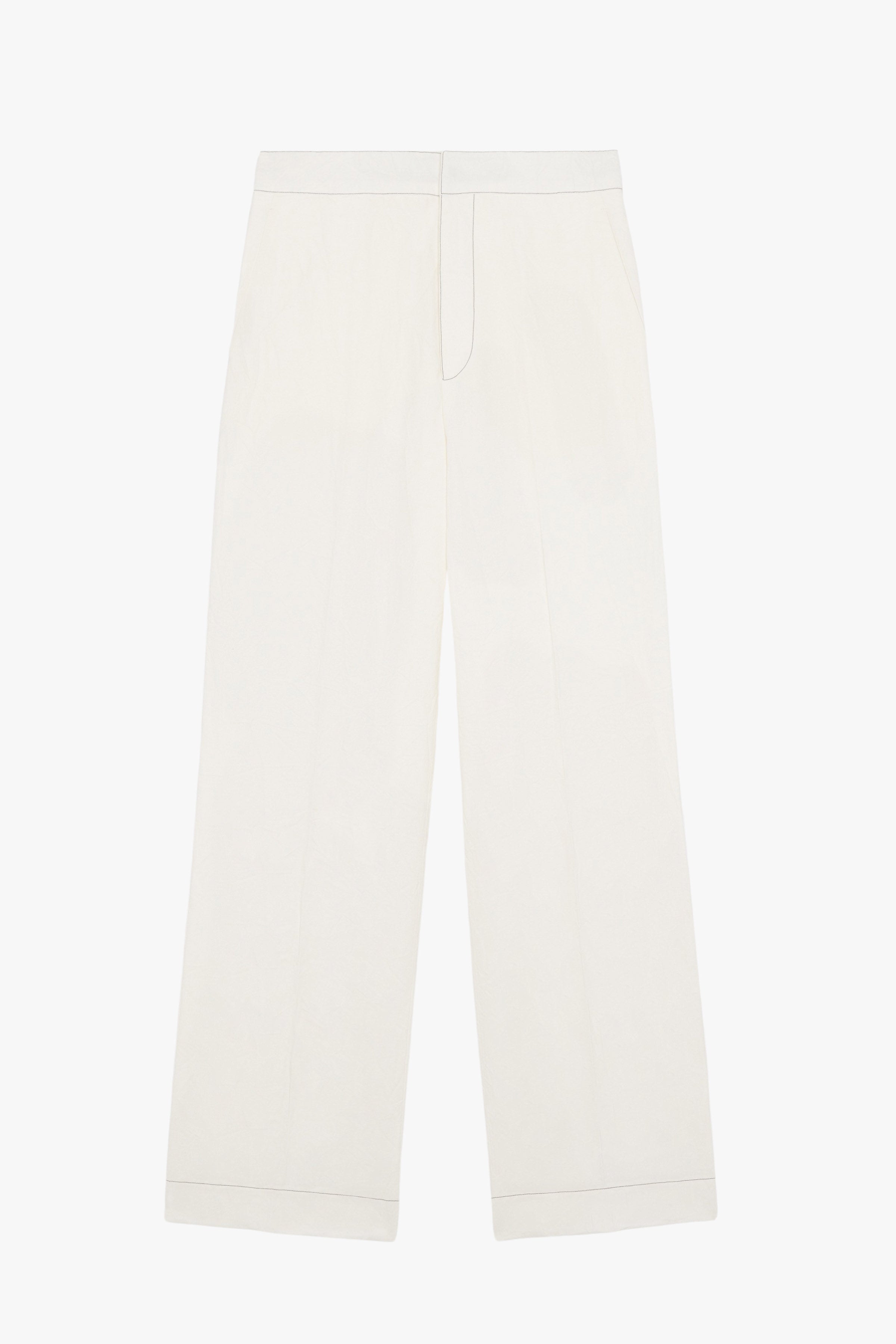 Wide Linen Trousers in Off-White