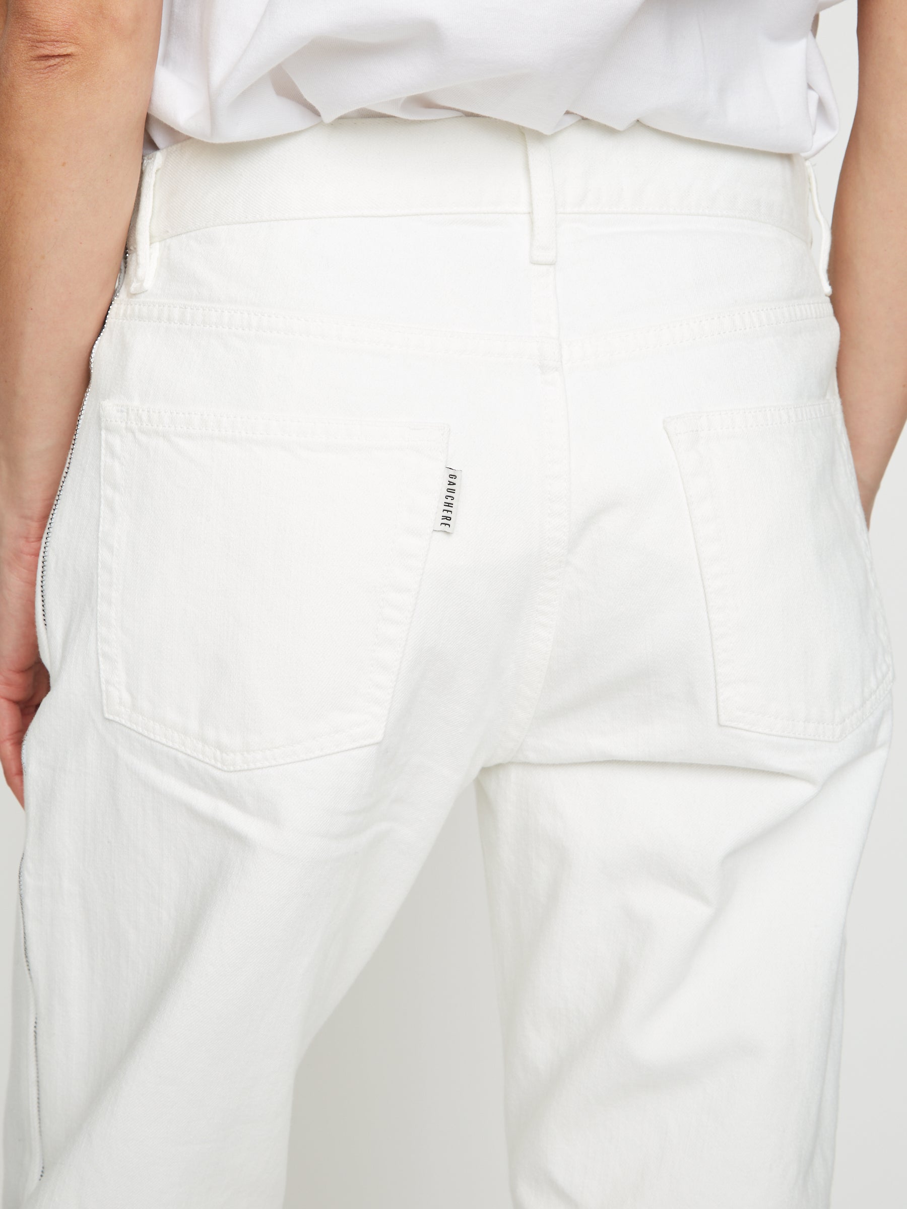 White Double Zipper Boyfriend Jeans