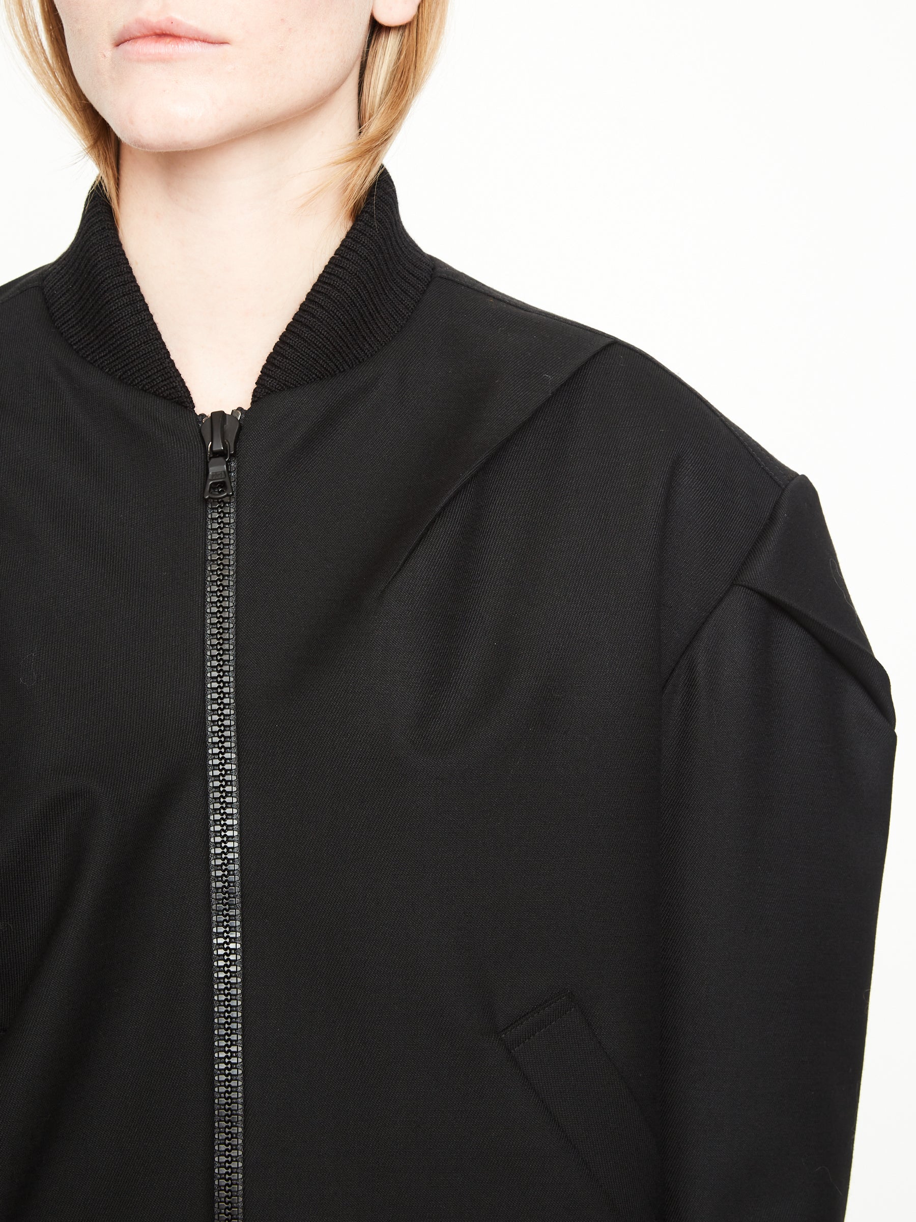 GAUCHERE Zipped Bomber Jacket Pleat Stitching